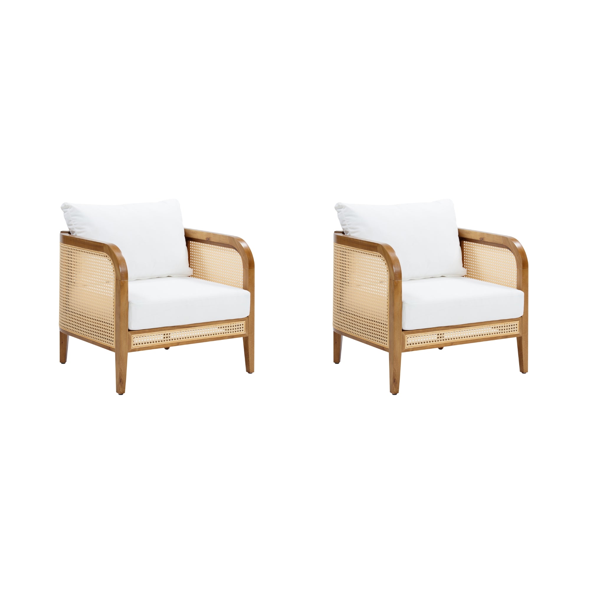 Set of 2 Rattan Outdoor Patio Arm Chairs