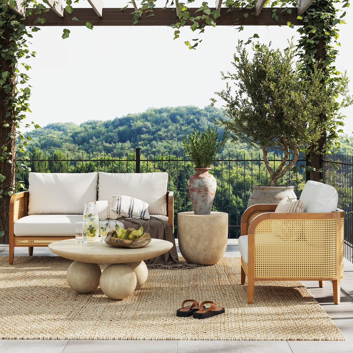 Twila Rattan Outdoor Patio Cushioned Boho Arm Chair | Nathan James