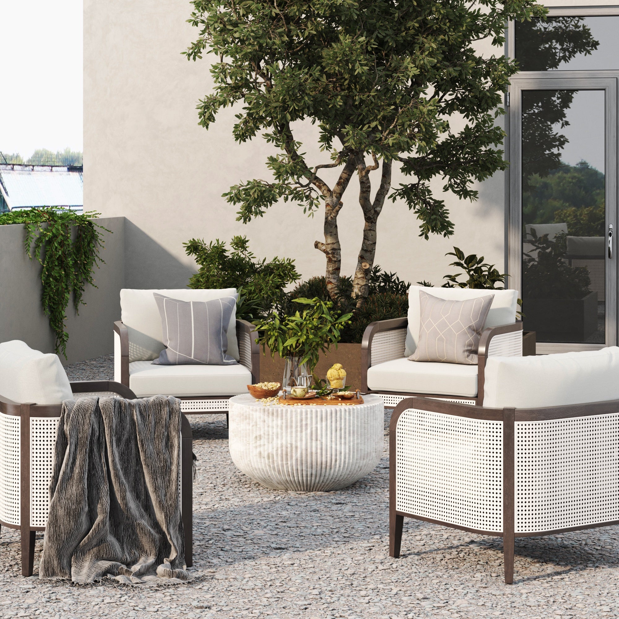 Twila Outdoor Patio Cushioned Four Arm Chairs Graphite | Nathan James