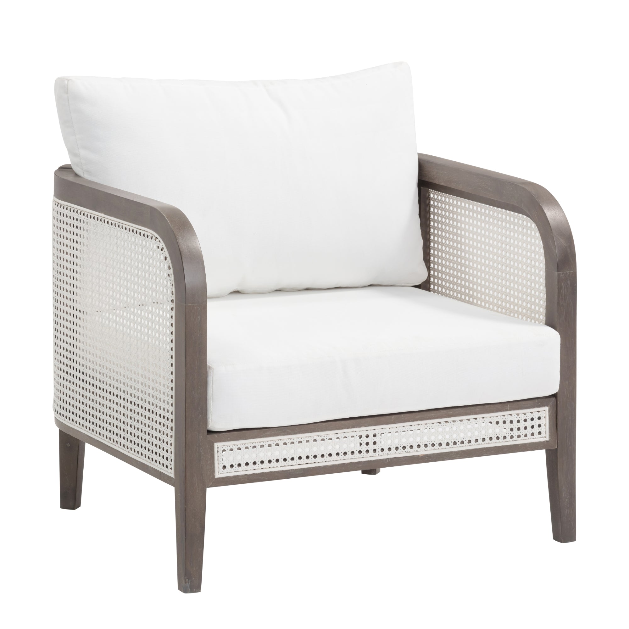 Outdoor Wood & Rattan Patio Arm Chairs Graphite (Set of 4)