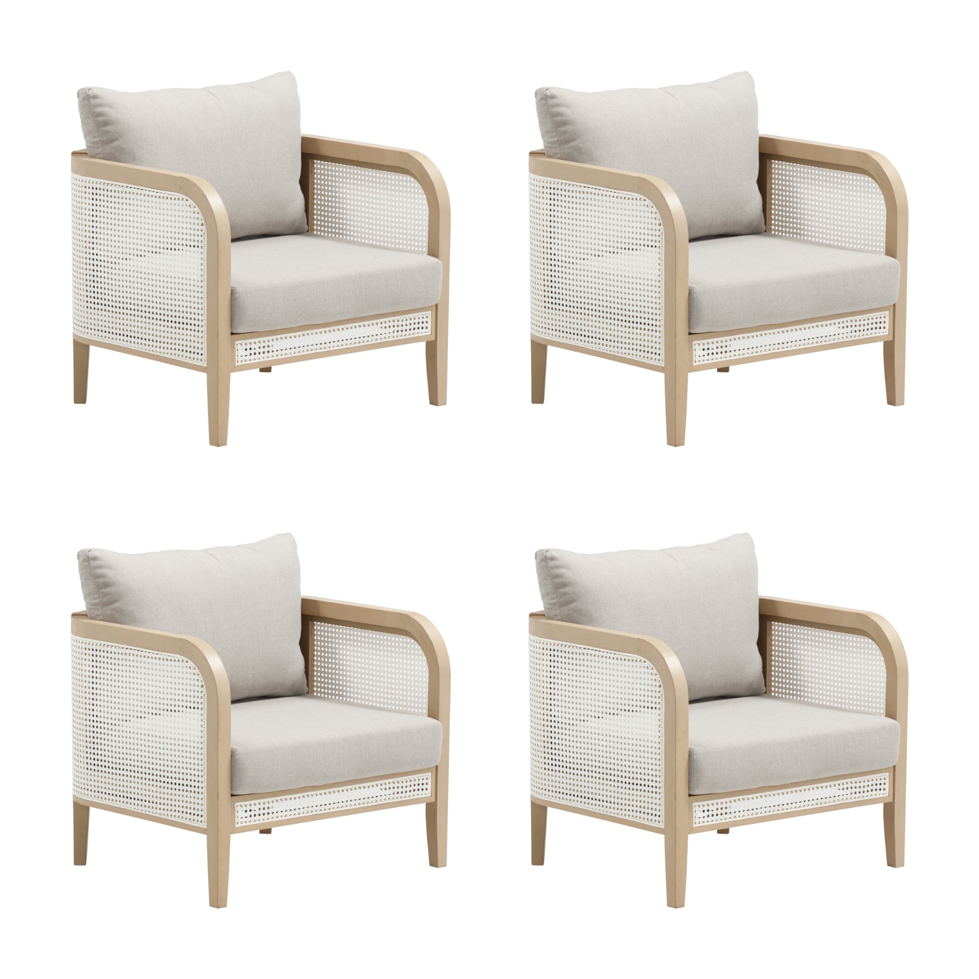 Twila Outdoor Patio Cushioned Four Arm Chairs Gray Oak | Nathan James