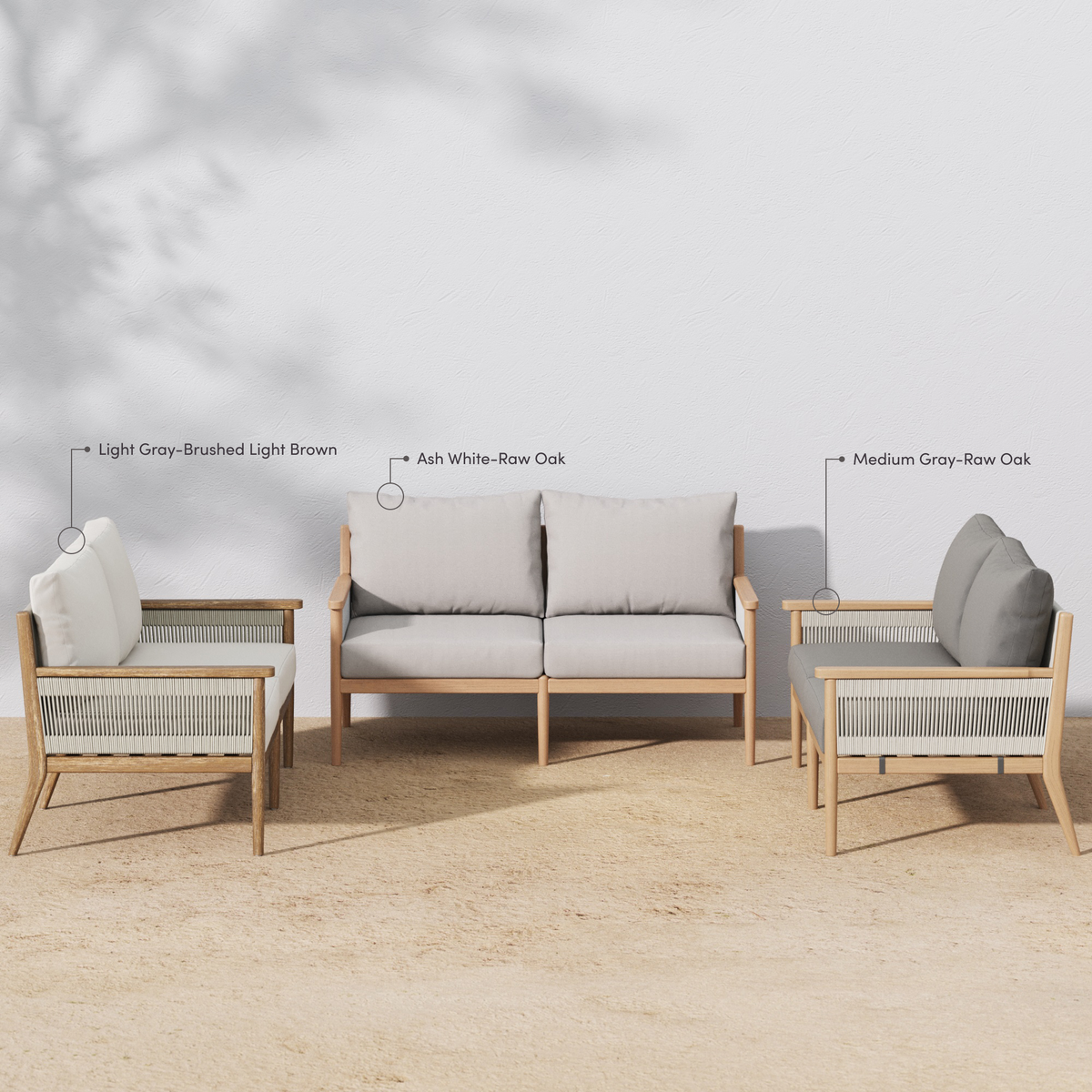 Kayden Bohemian Wood & Rope Outdoor Patio Loveseat | Nathan James