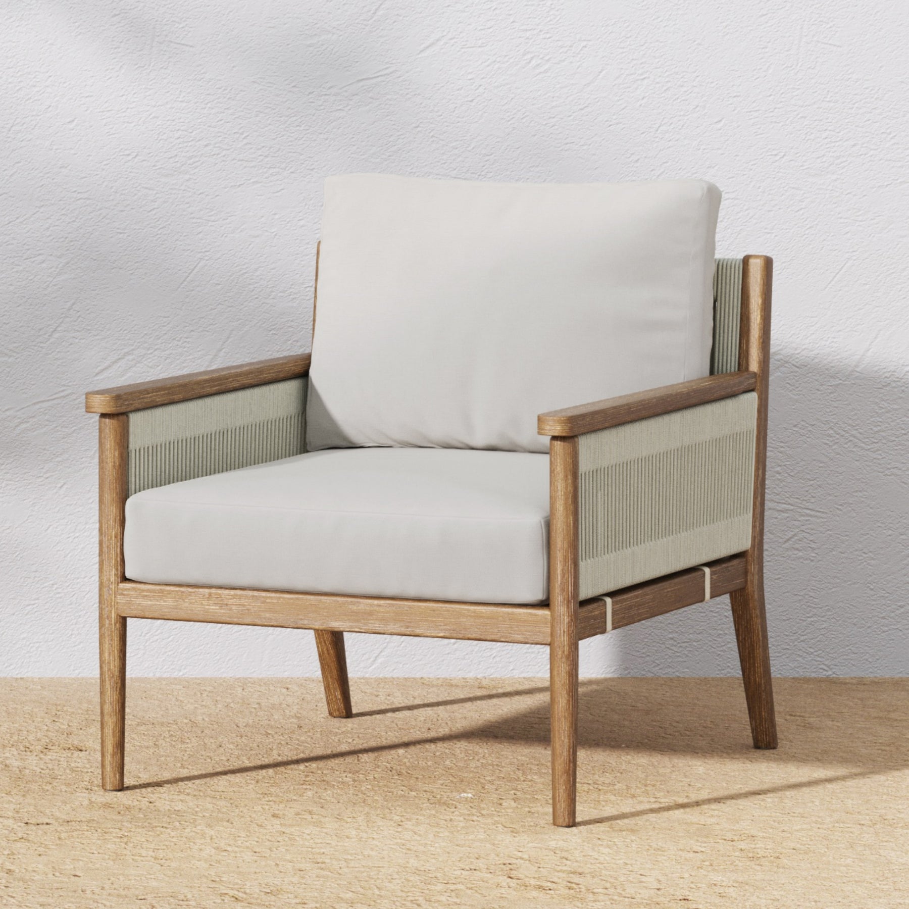 Kayden Bohemian Wood & Rope Outdoor Patio Arm Chair | Nathan James