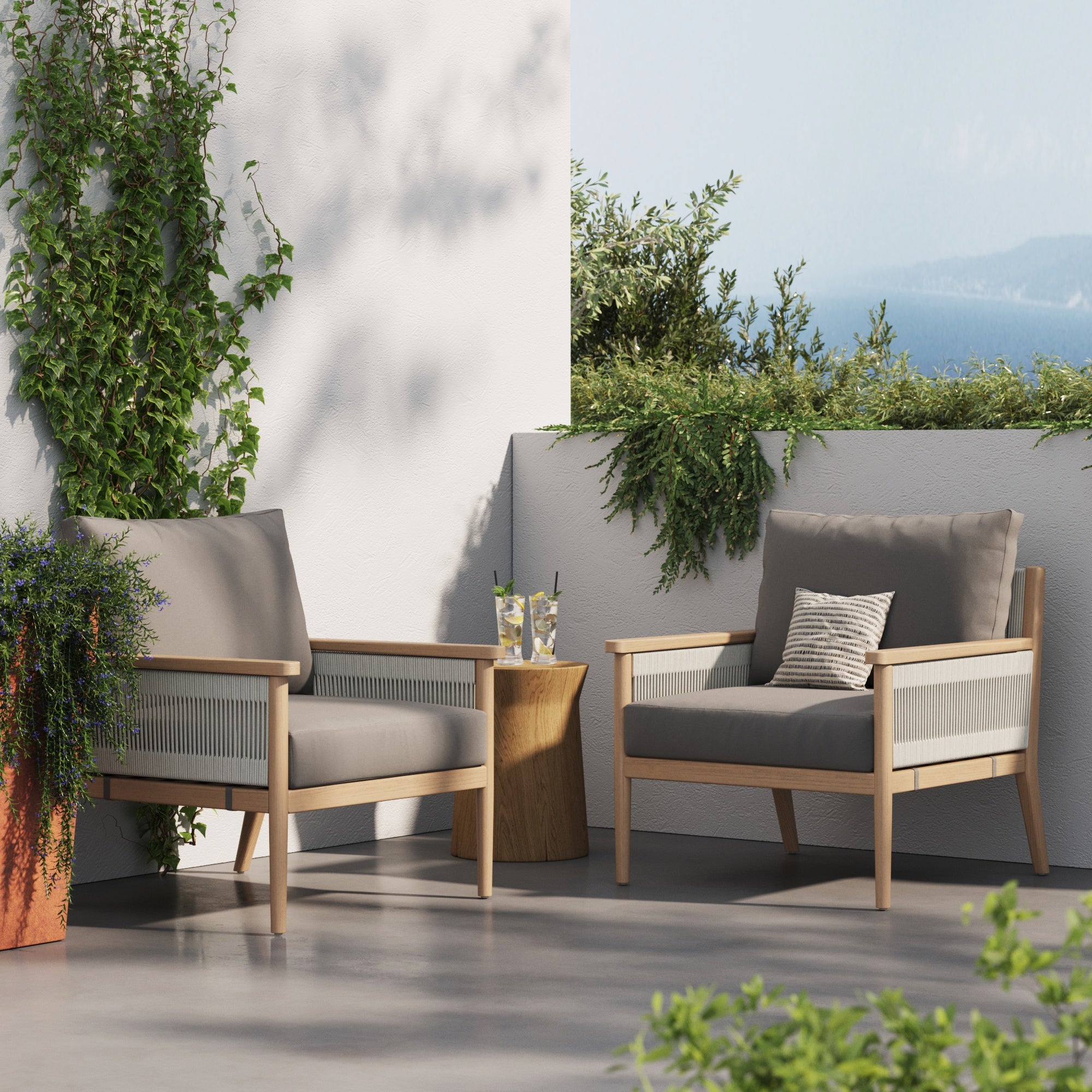 Rope Outdoor Armchair Set Buy White And Grey Rope Outdoor