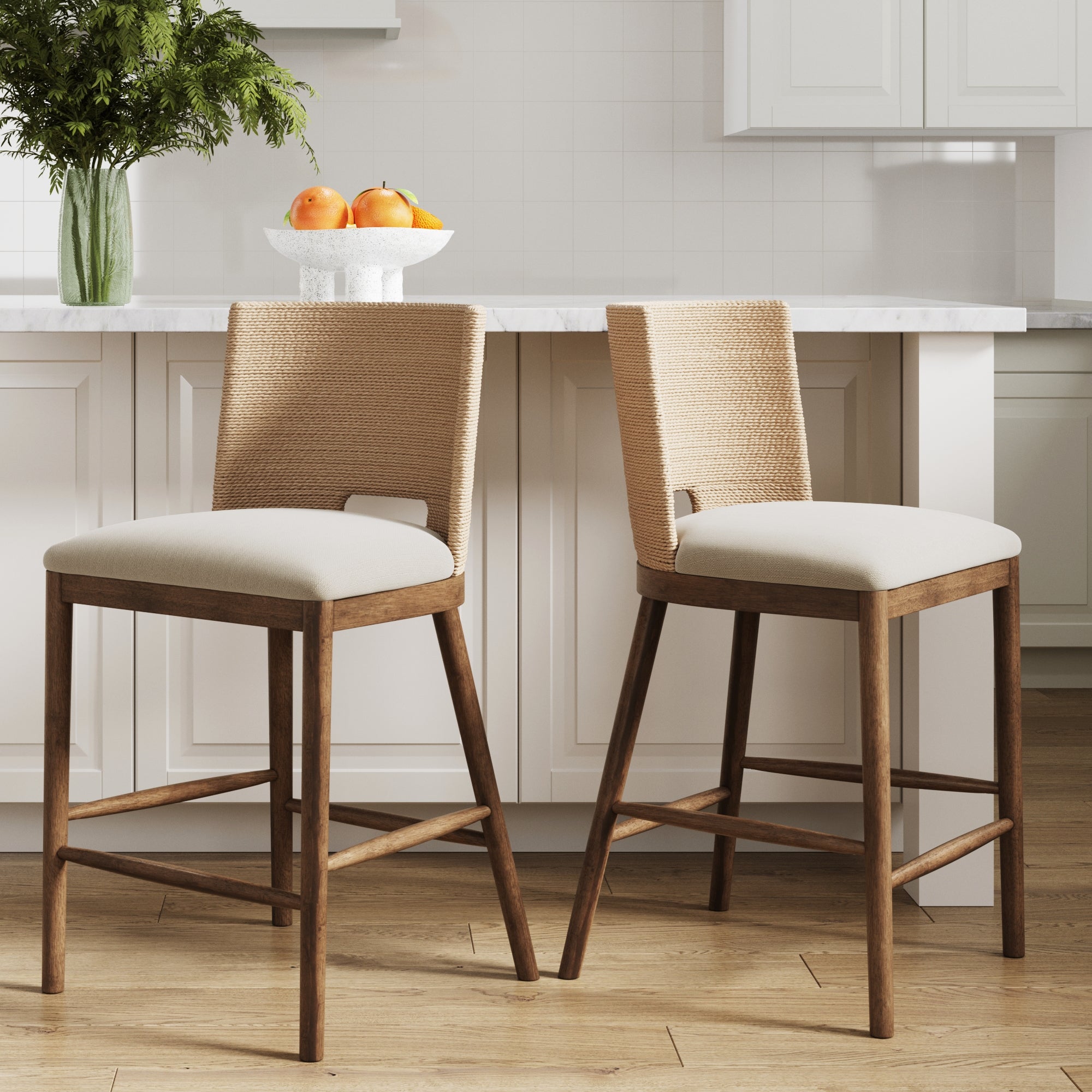 Webster Seagrass Rope Back Counter Bar Stool Nathan James