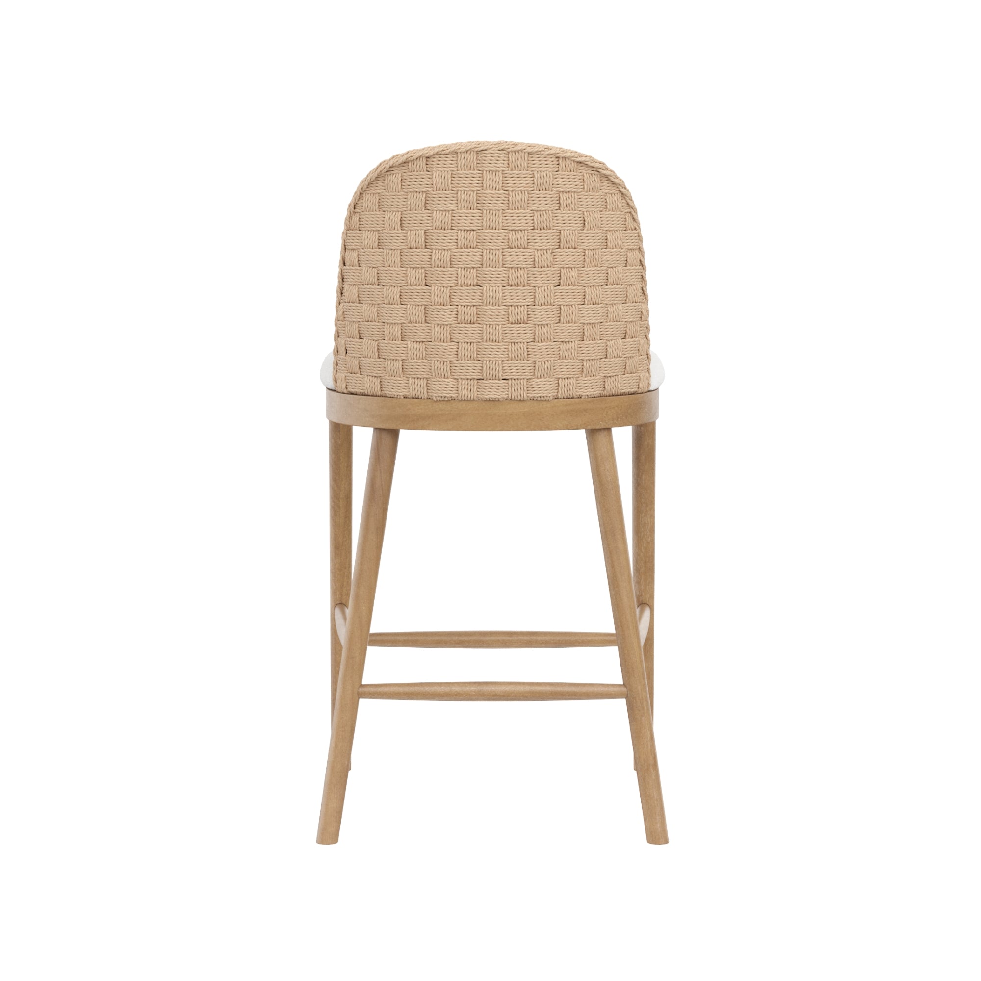Woven Seagrass Back & Boucle Counter Bar Stool - Thumbnail 3
