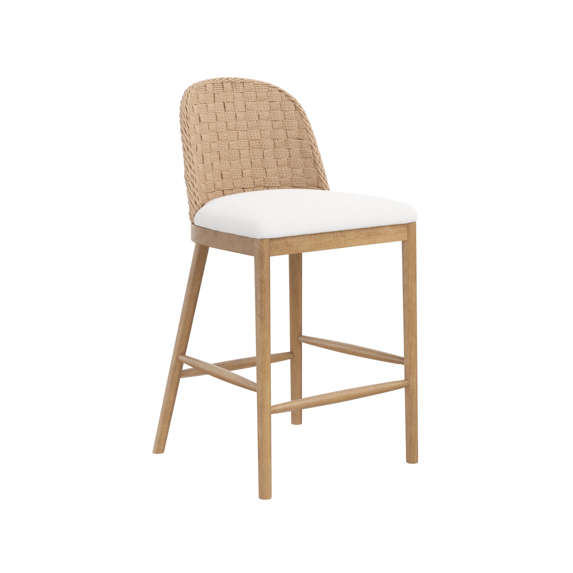Woven Seagrass Back & Boucle Counter Bar Stool