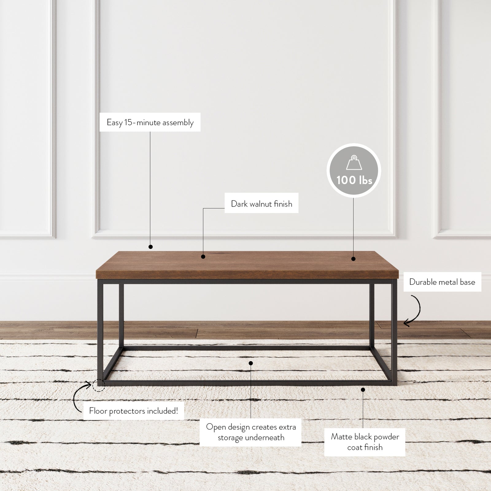 Doxa Industrial Coffee Table Wood & Black Metal Legs Nathan James