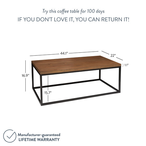 Doxa Industrial Coffee Table Wood & Black Metal Legs Nathan James