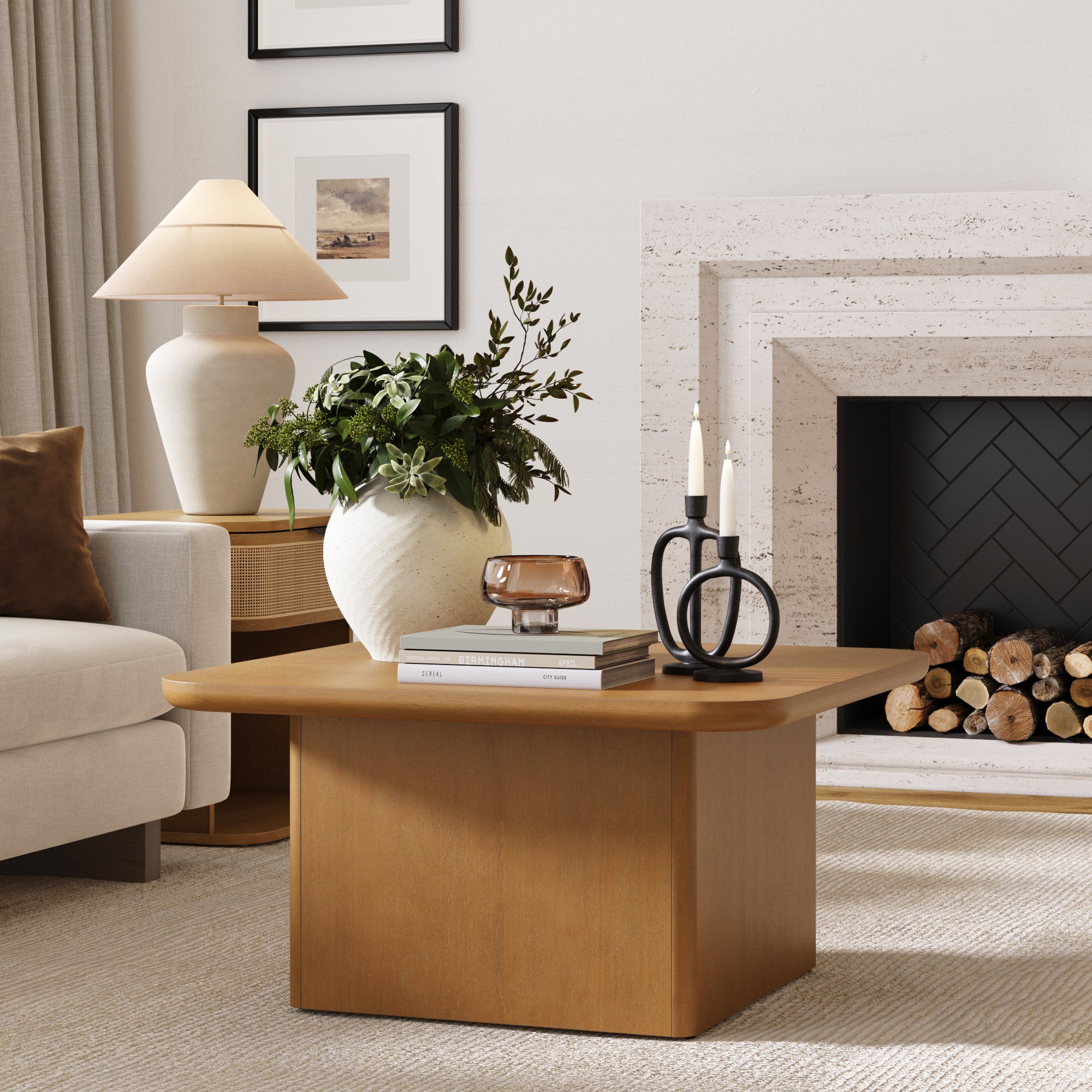 Modern Rustic Wood Square Coffee Table Light Brown - Nathan James