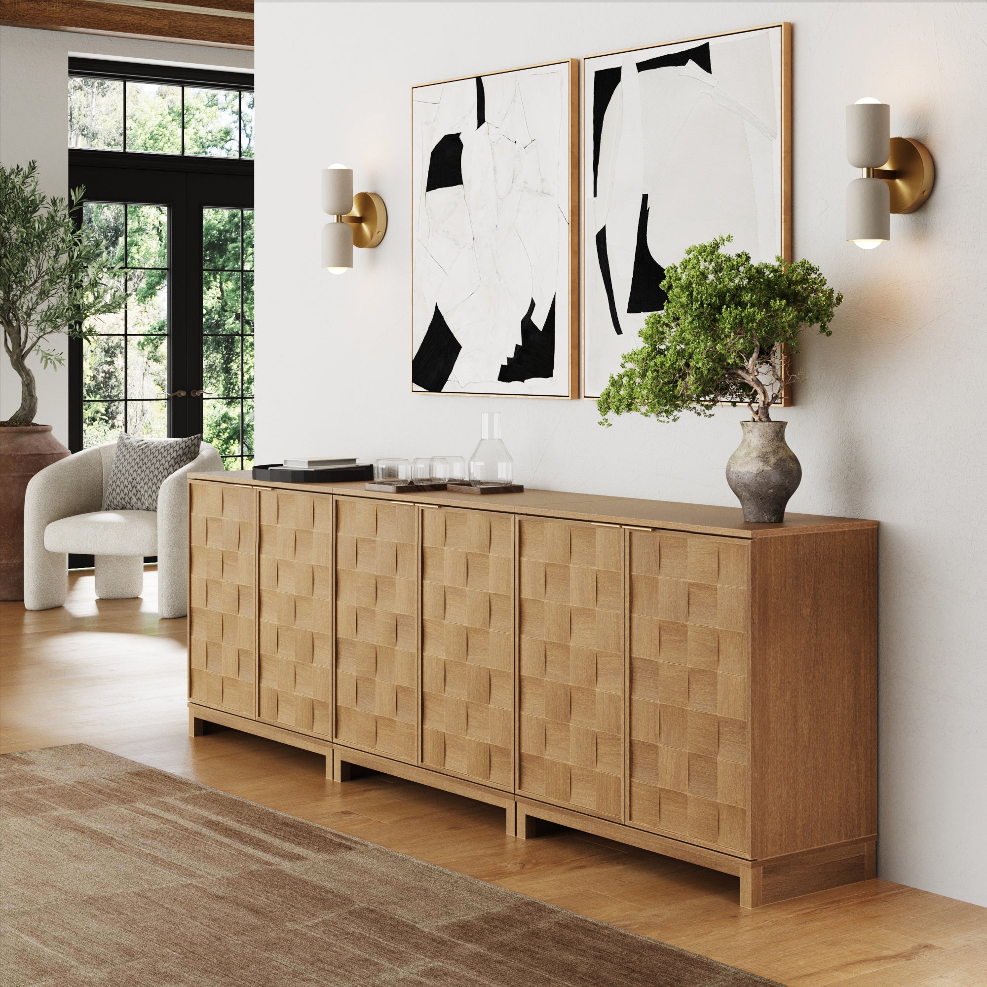 Mid Century Modern TV Stand Console with Doors for TVs up to 75" - Nathan James