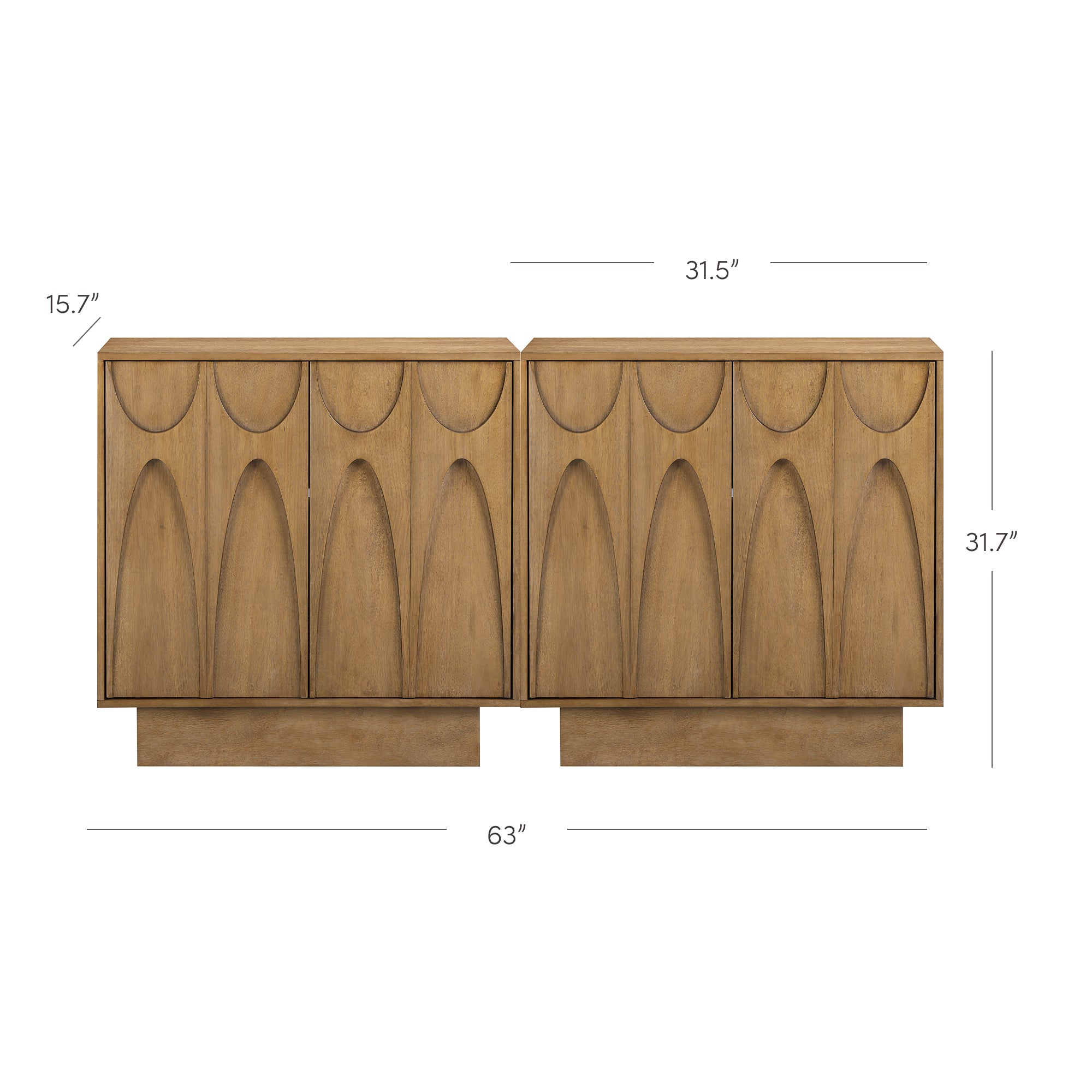Deanne Credenza Light Brown Wood Set of 2 Mid-Century | Nathan James