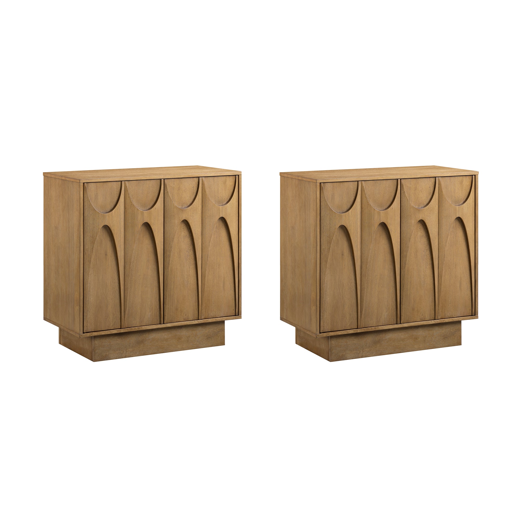 Deanne Credenza Light Brown Wood Set of 2 Mid-Century | Nathan James