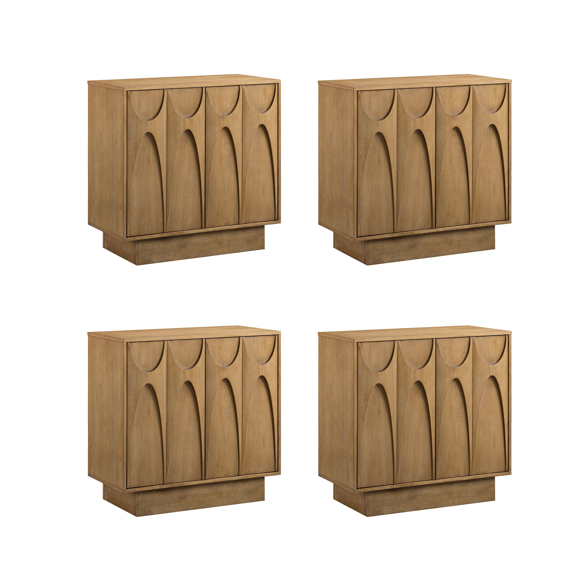 Deanne TV Console Wooden Antique Carved Doors Light Brown | Nathan Jam