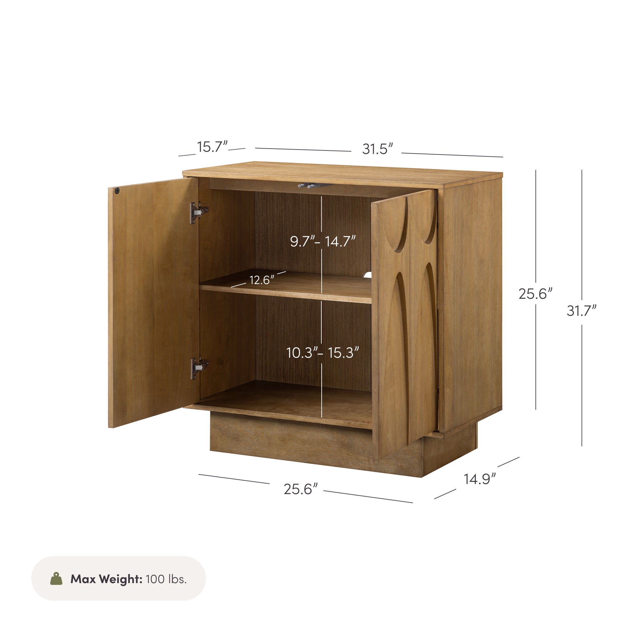 Deanne Credenza Light Brown Wood Carved Doors Set of 4 | Nathan James