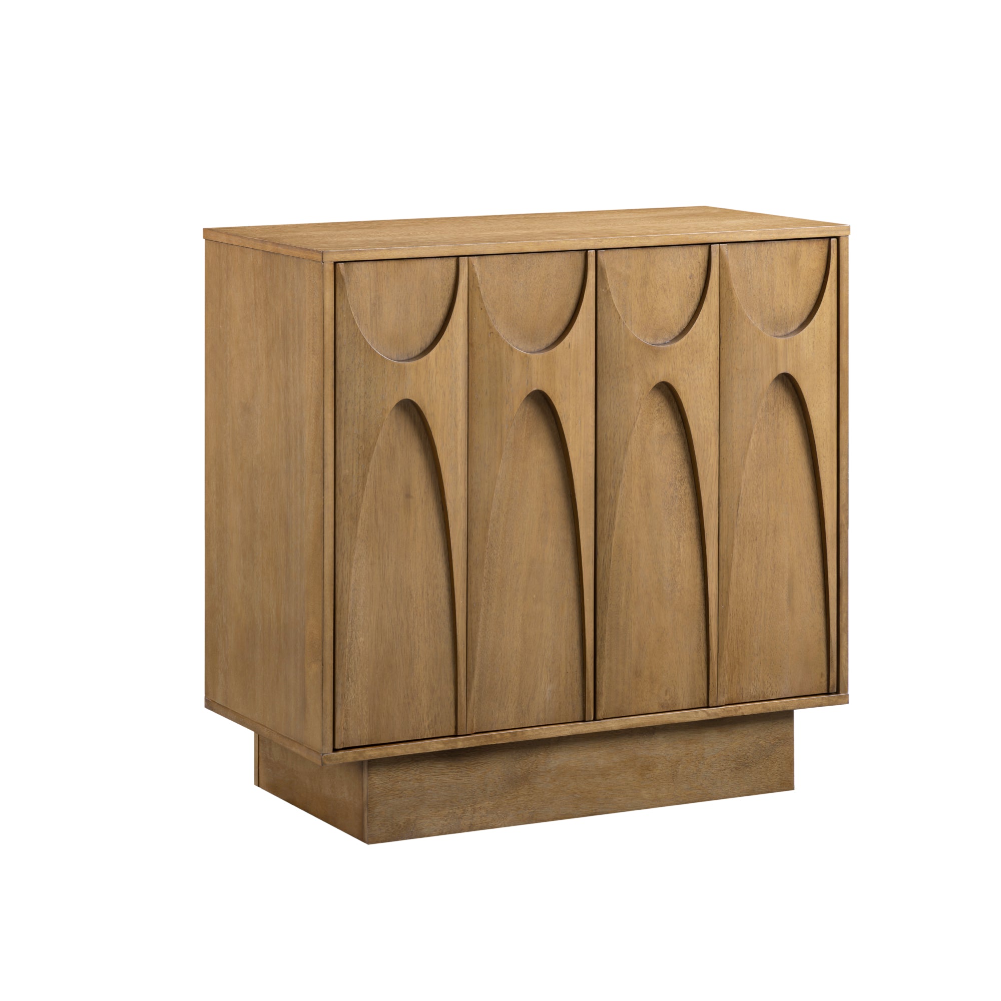 Deanne Storage Cabinet Light Brown Wood Carved Doors | Nathan James