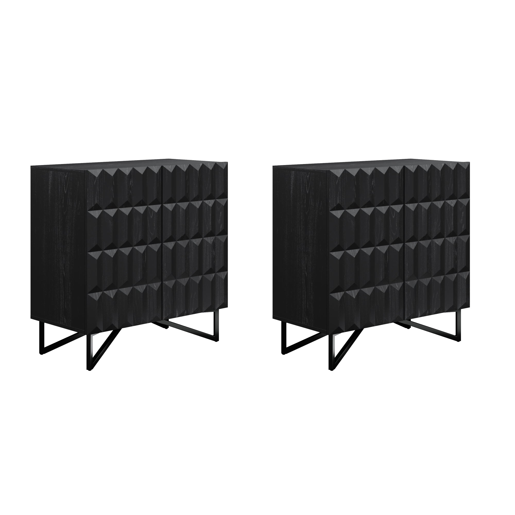 Wolfie Credenza Black Oak Textured Front Set of 2 | Nathan James