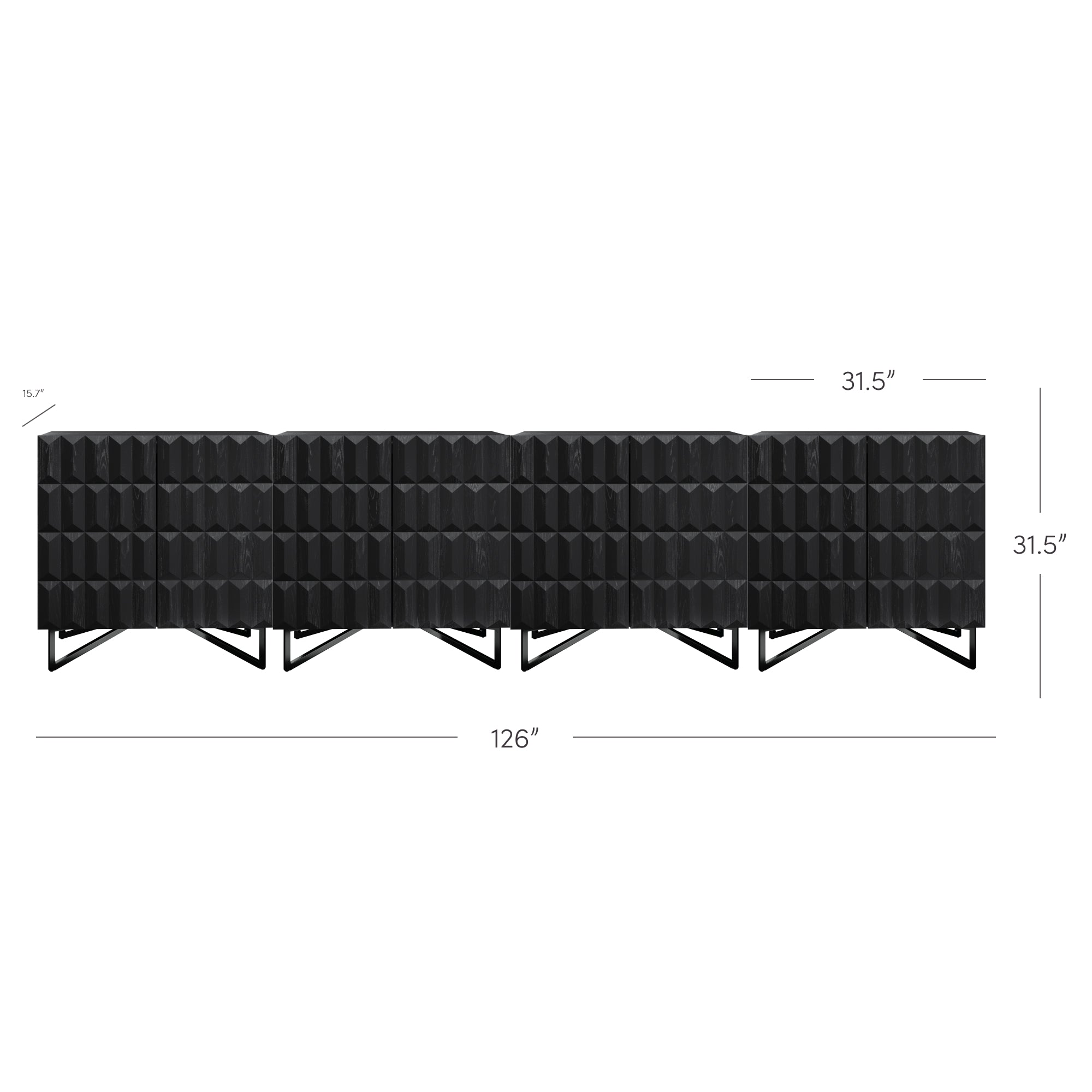 Wolfie Credenza Black Oak Textured Front Set of 4 | Nathan James