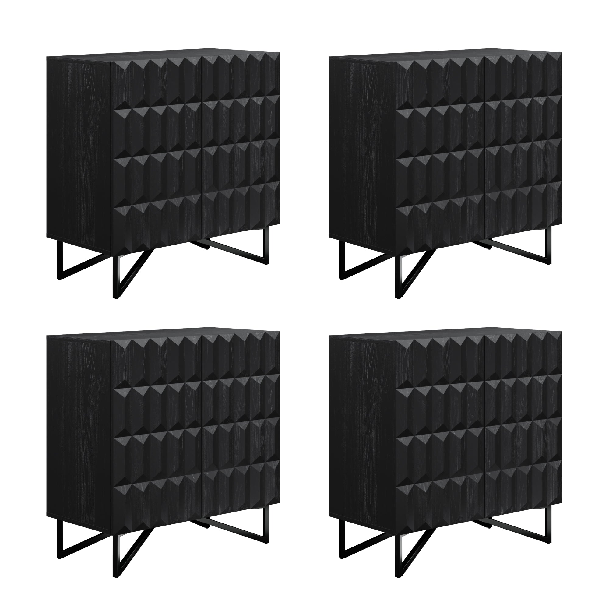 Wolfie Credenza Black Oak Textured Front Set of 4 | Nathan James
