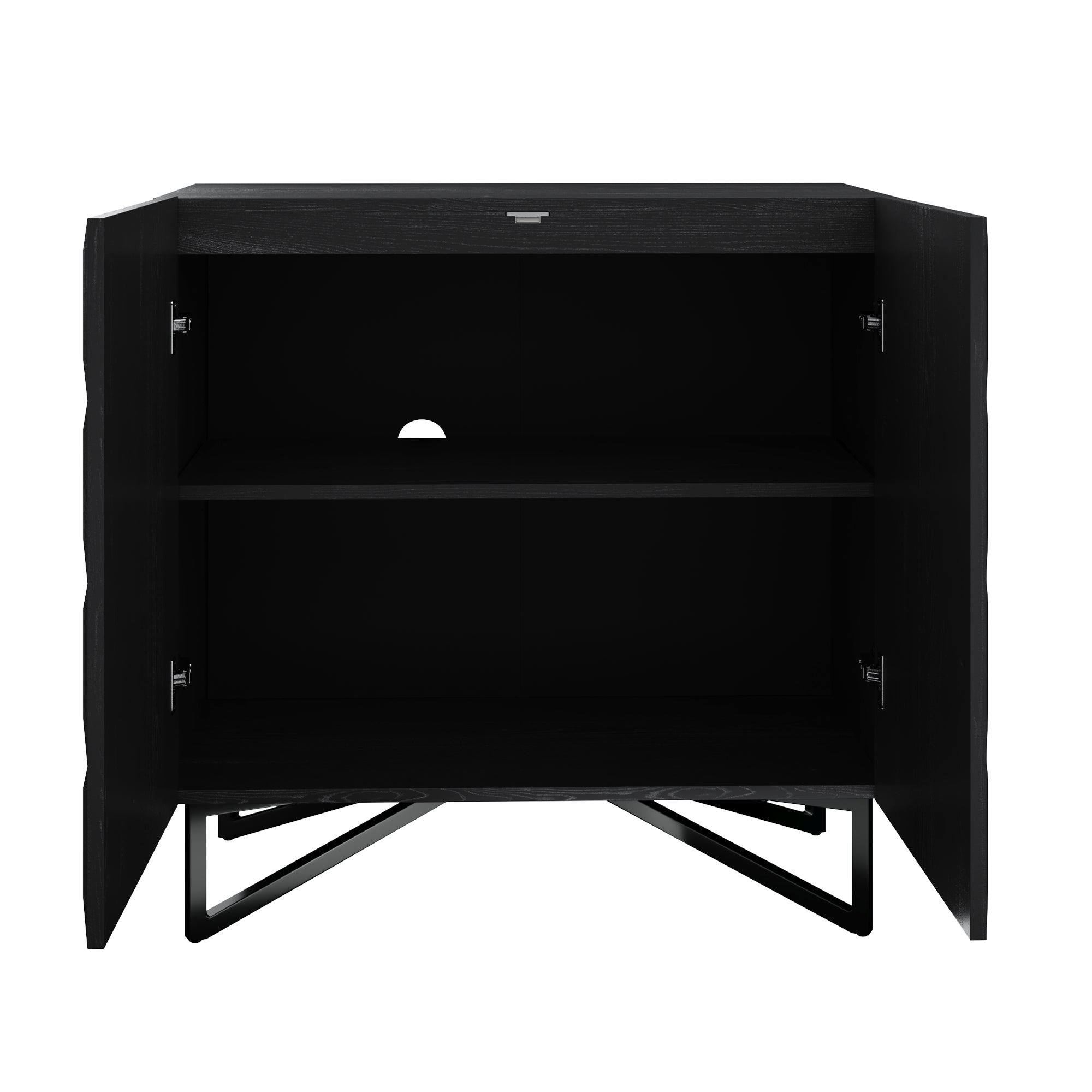 Wolfie Credenza Black Oak Textured Front Set of 2 | Nathan James