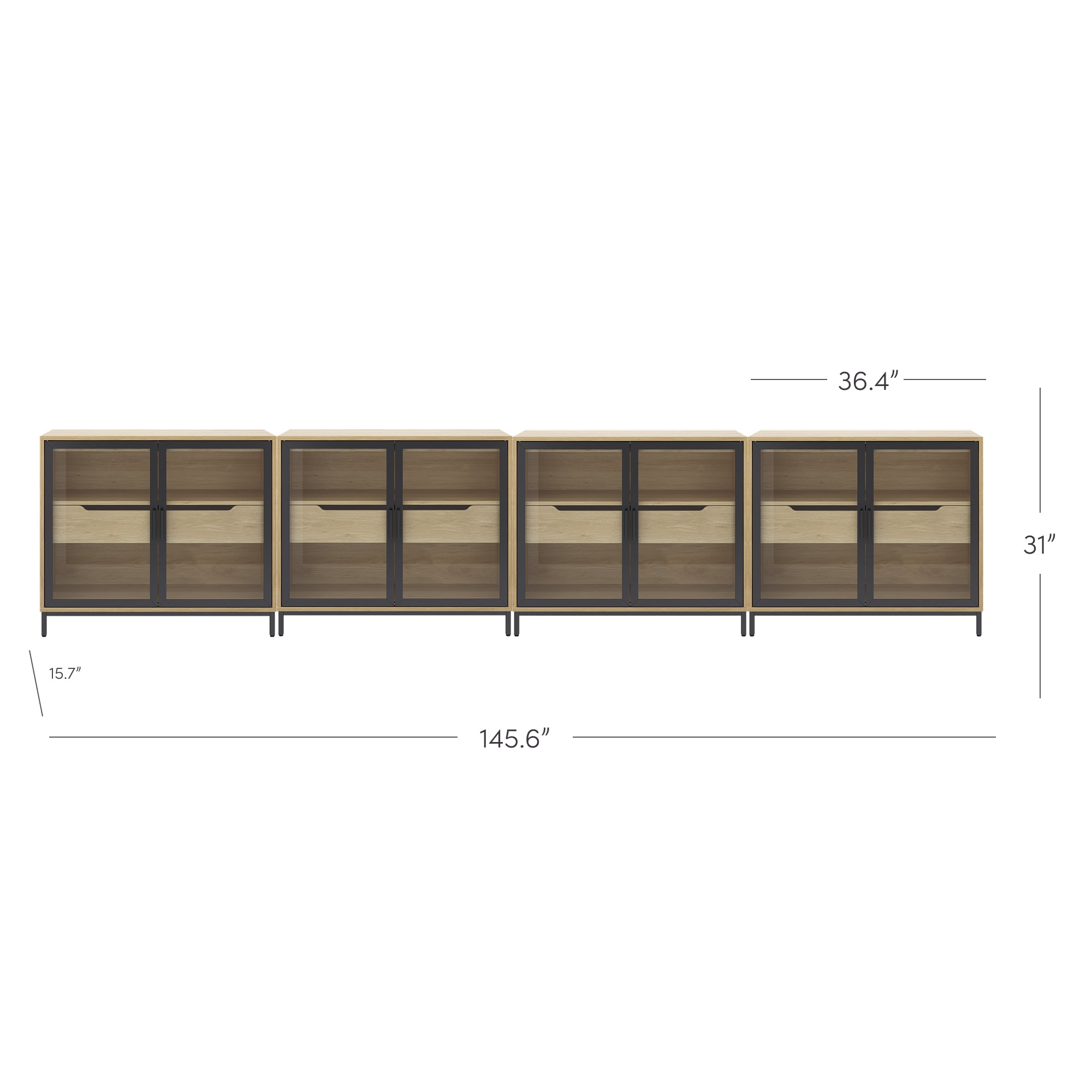 Glass Cabinet Credenza with Drawer - Thumbnail 5