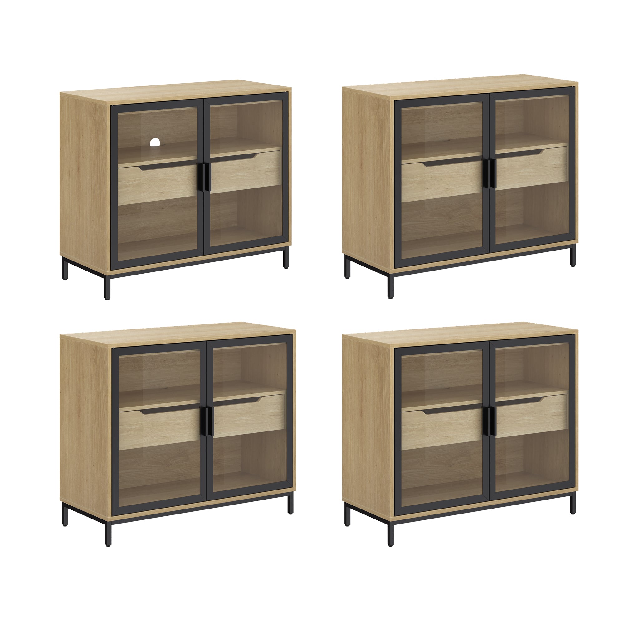 Glass Cabinet Credenza with Drawer - Thumbnail 4