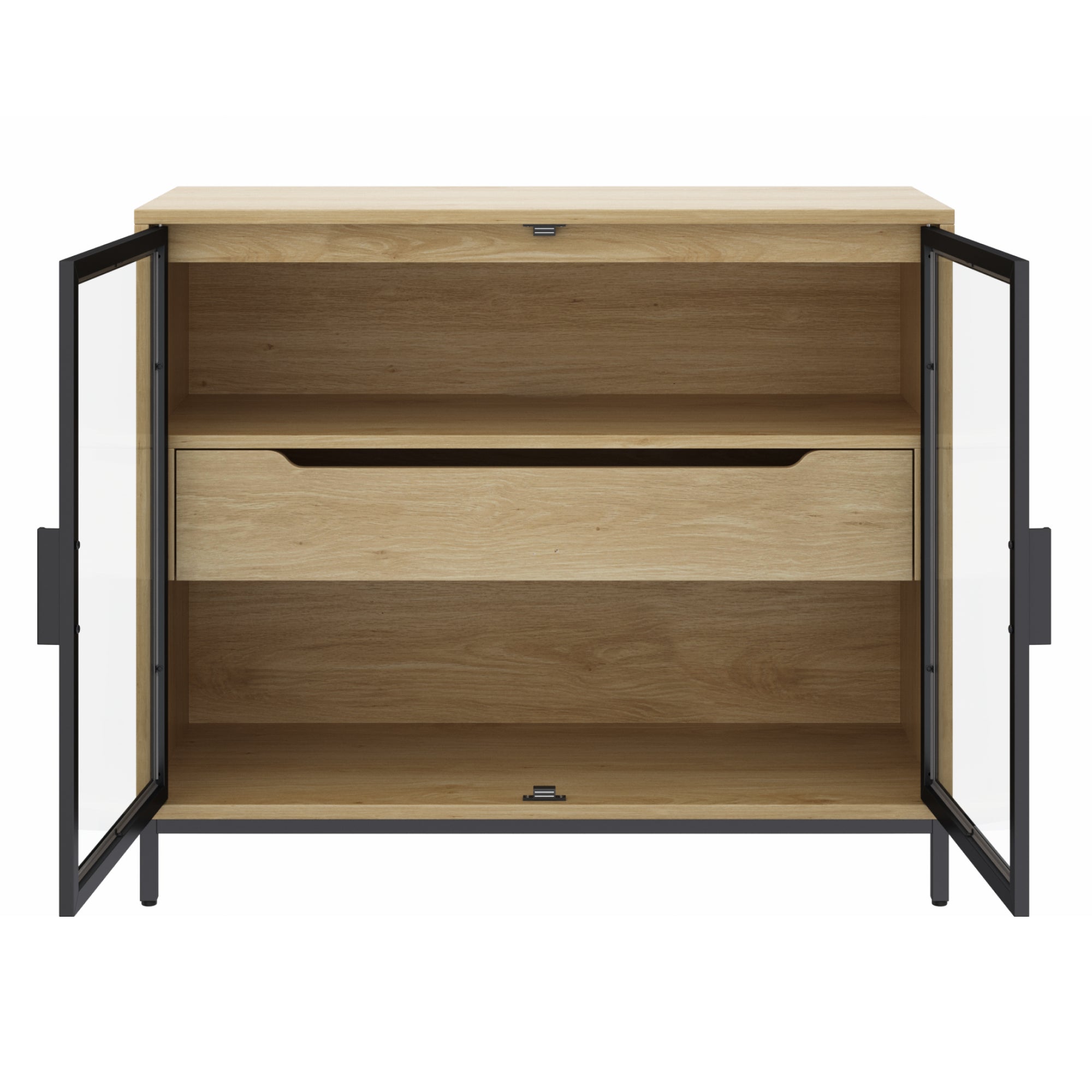 Glass Cabinet Credenza with Drawer - Thumbnail 2