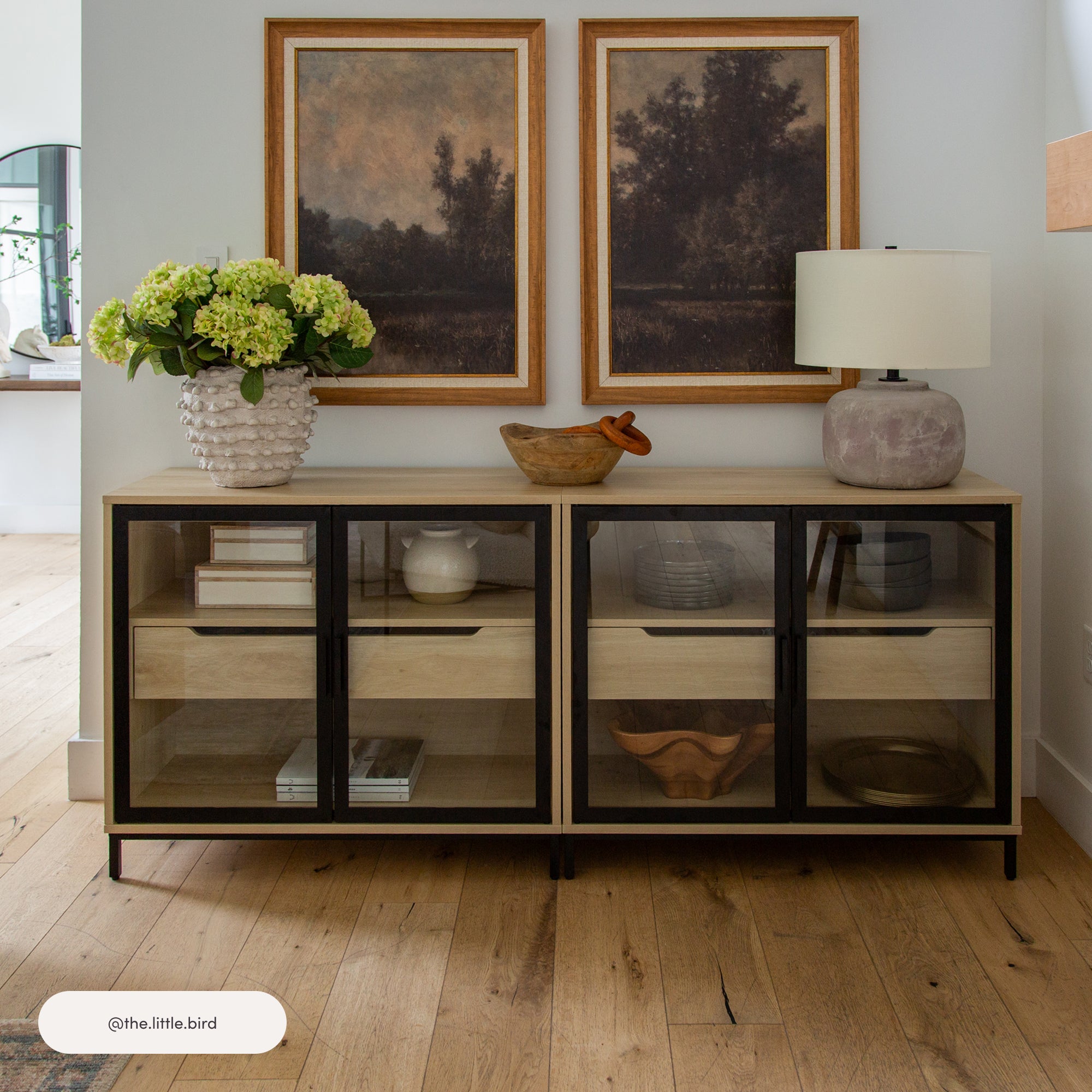 Kastane - maena Mackenna Credenza Light Oak Glass Set of 2 | Nathan James