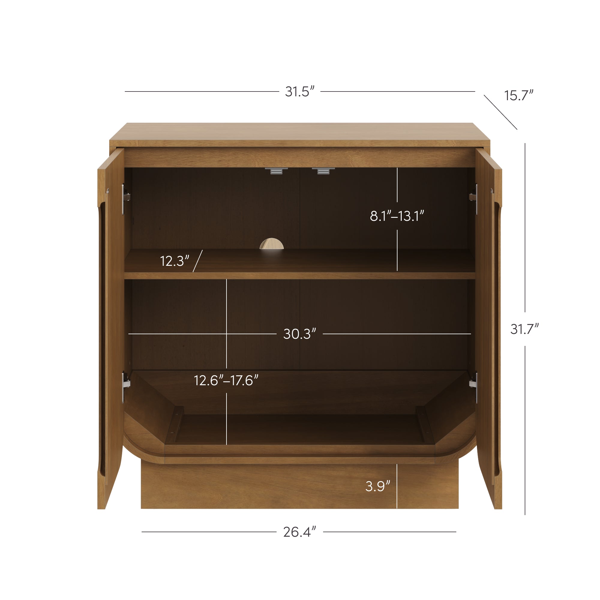 Wood Veneer Arched Accent Cabinet - Thumbnail 5