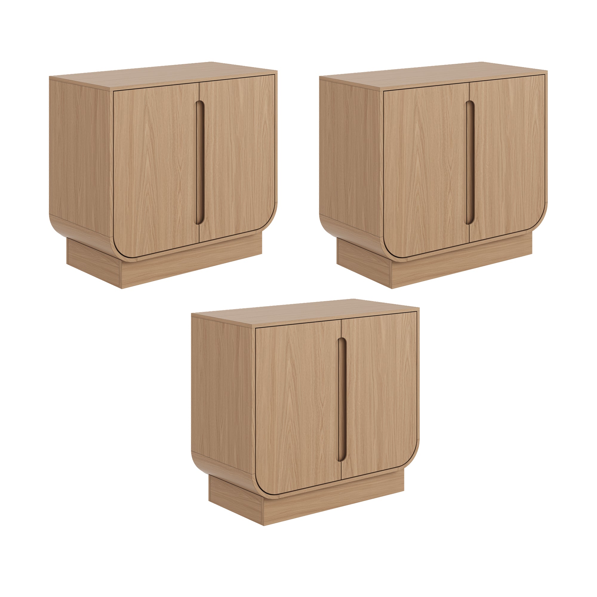 Joey Credenza Wooden Raw Oak Set of 3 | Nathan James
