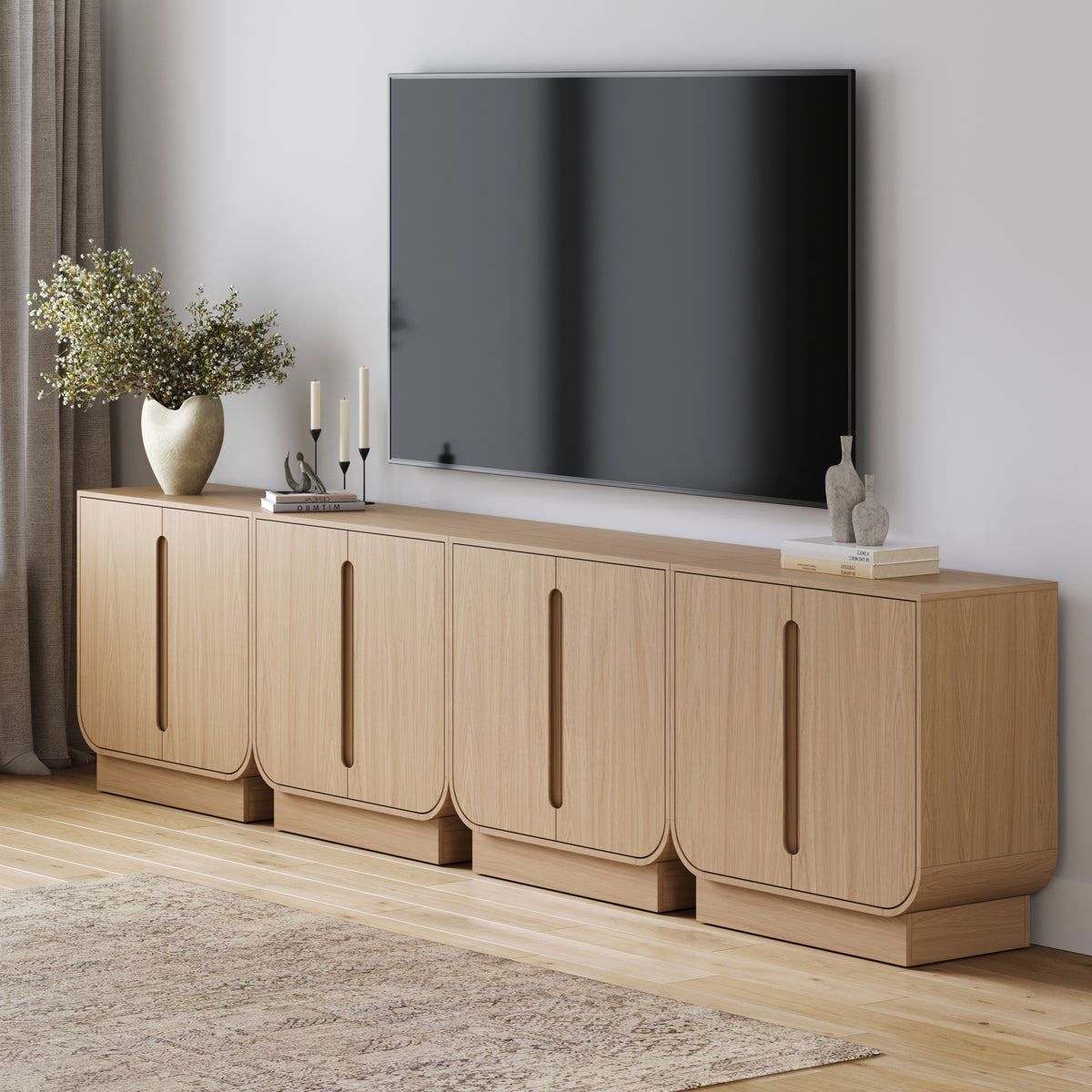 Joey TV Console Wooden Arched Raw Oak for 100