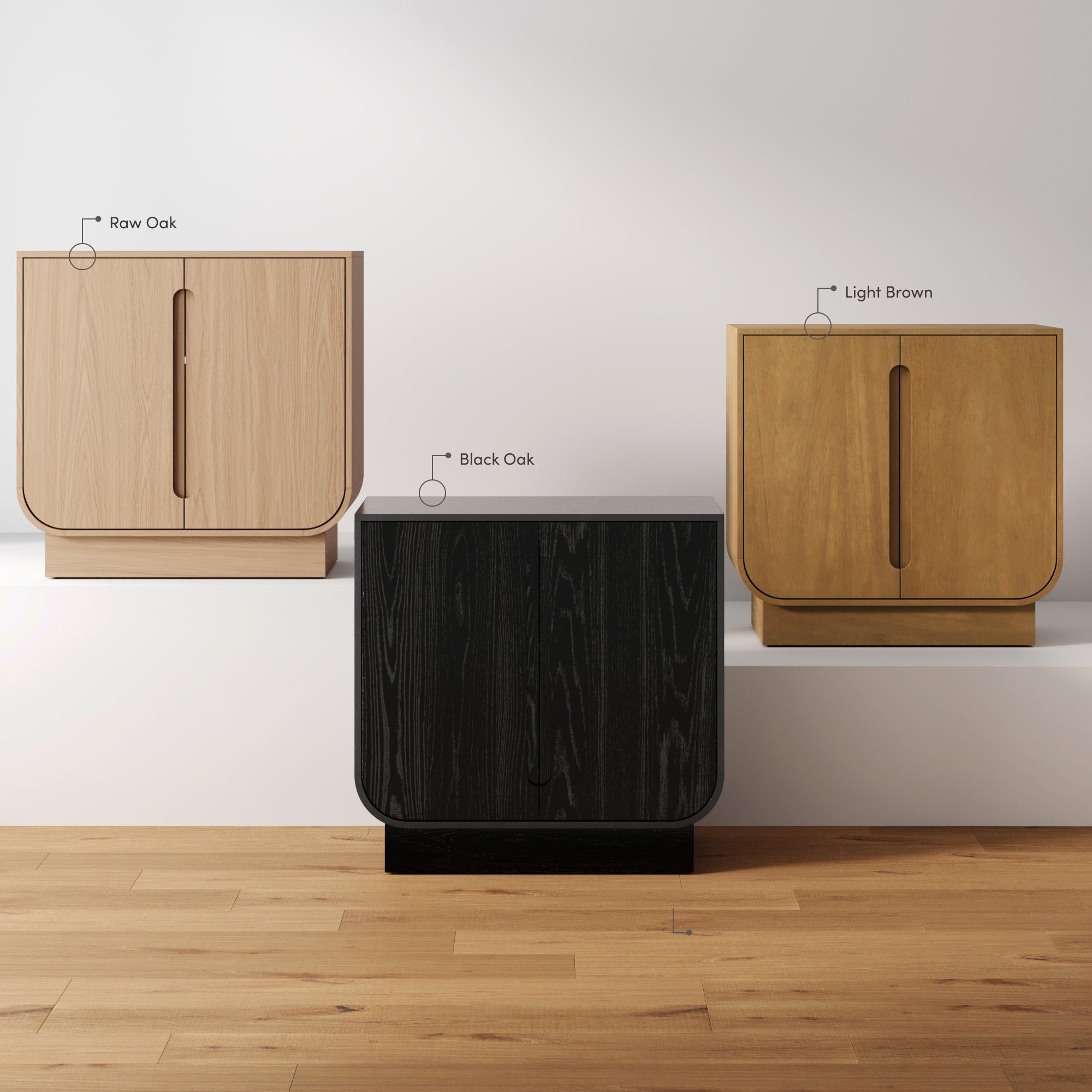 Wooden Arched Accent Cabinet or TV Stand Black Oak (Set of 3) - Thumbnail 3