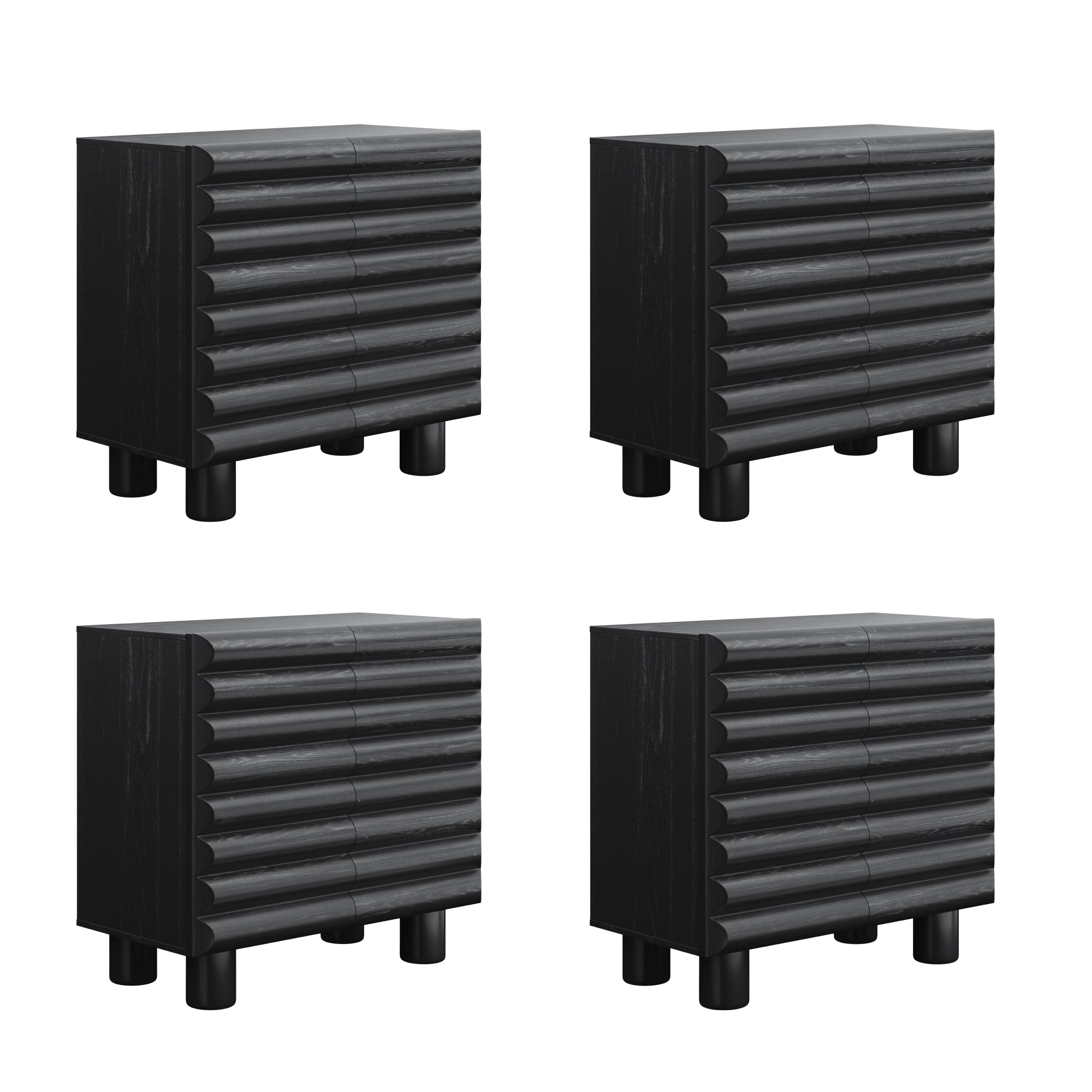 Kendra Credenza Cabinet with Sculpted Door Black - Thumbnail 5