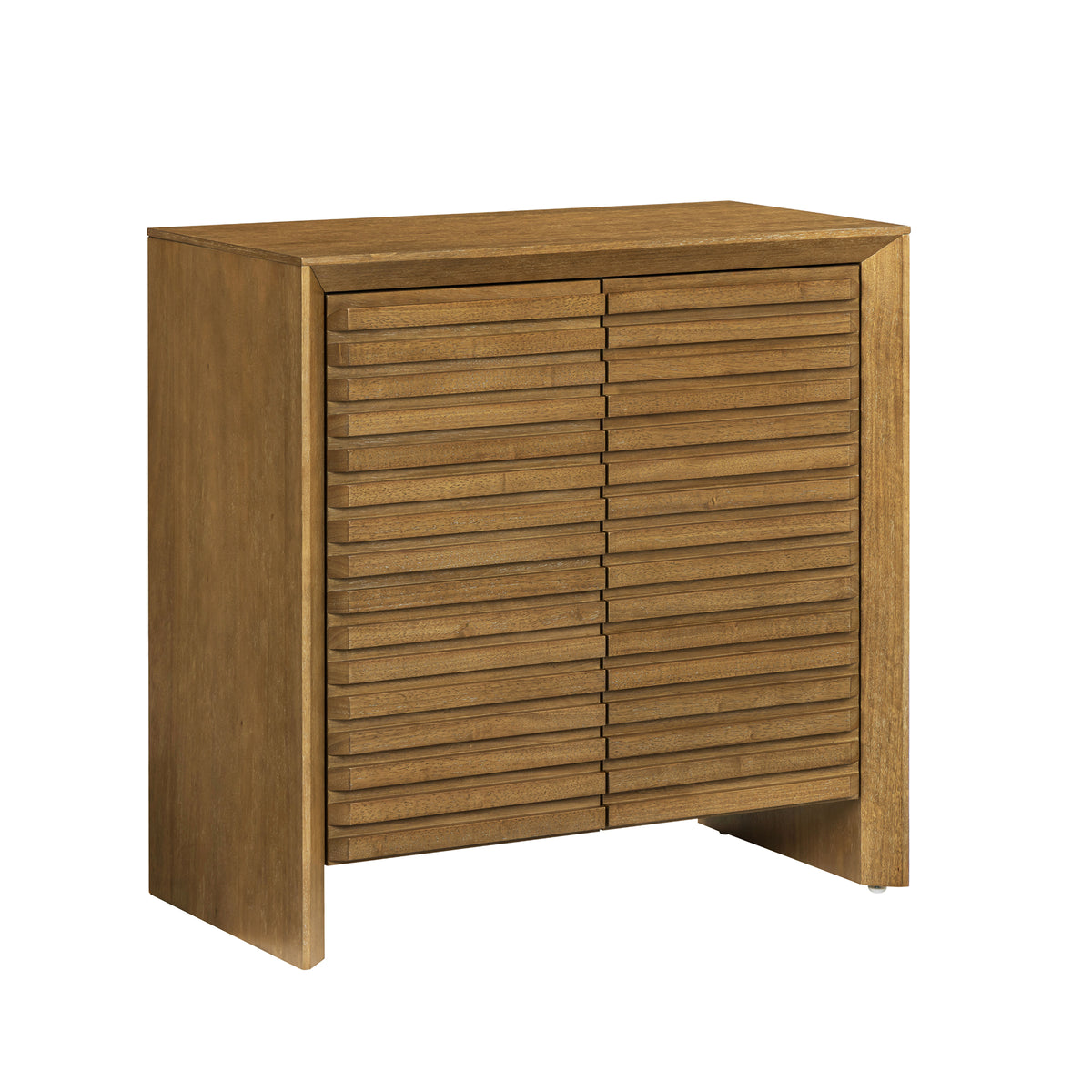 Modern Wood Storage Cabinet with Slatted Doors Brown - Nathan James