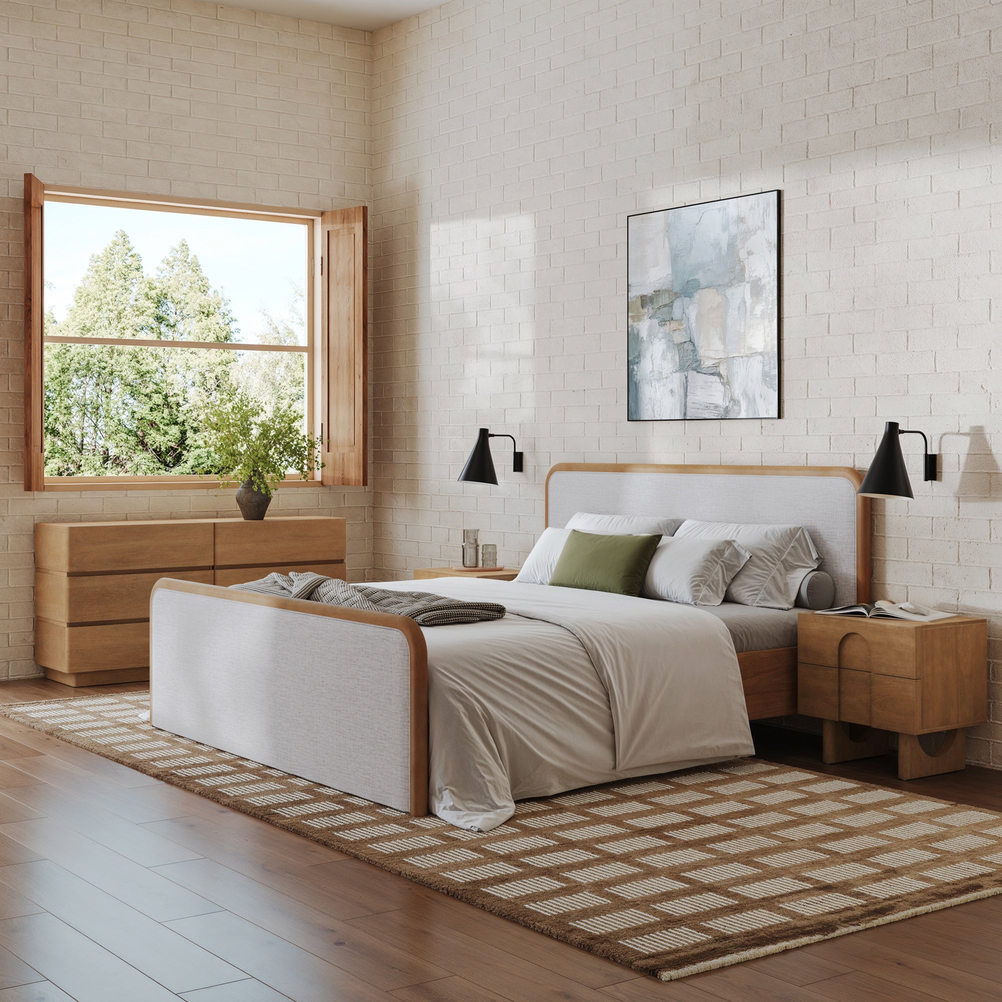Rivelle Bedroom Set Wood 4-Piece Curved | Nathan James