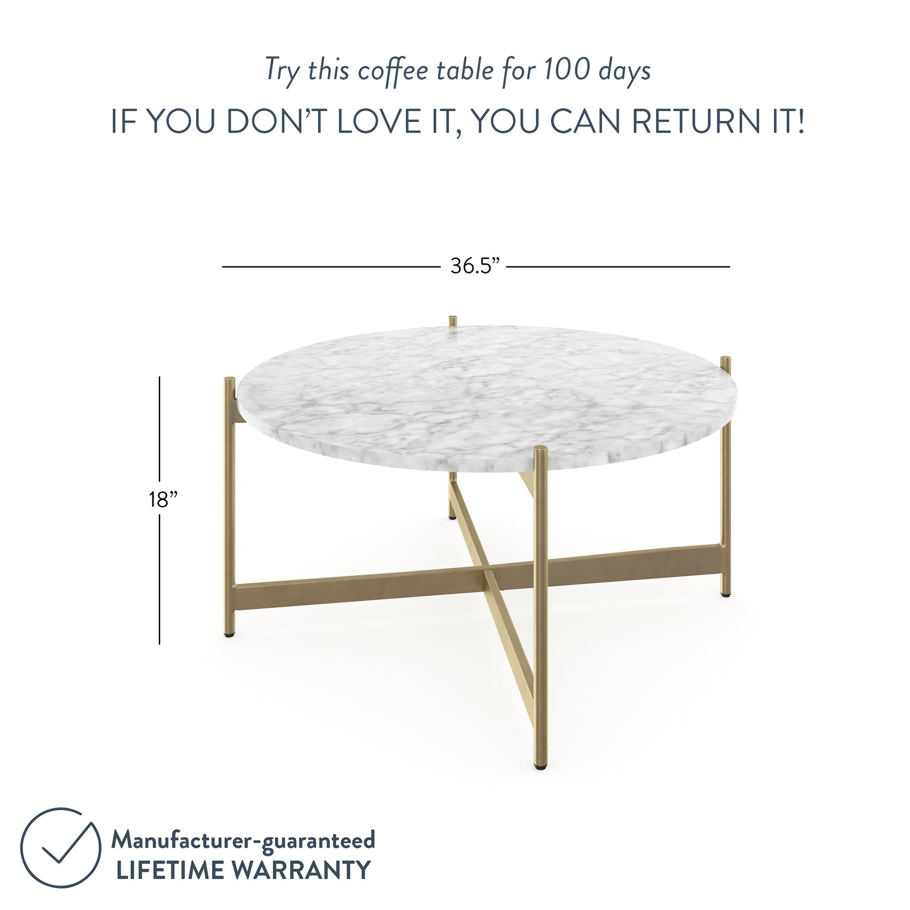 Piper Round Coffee Table Faux Marble Metal Frame Nathan James