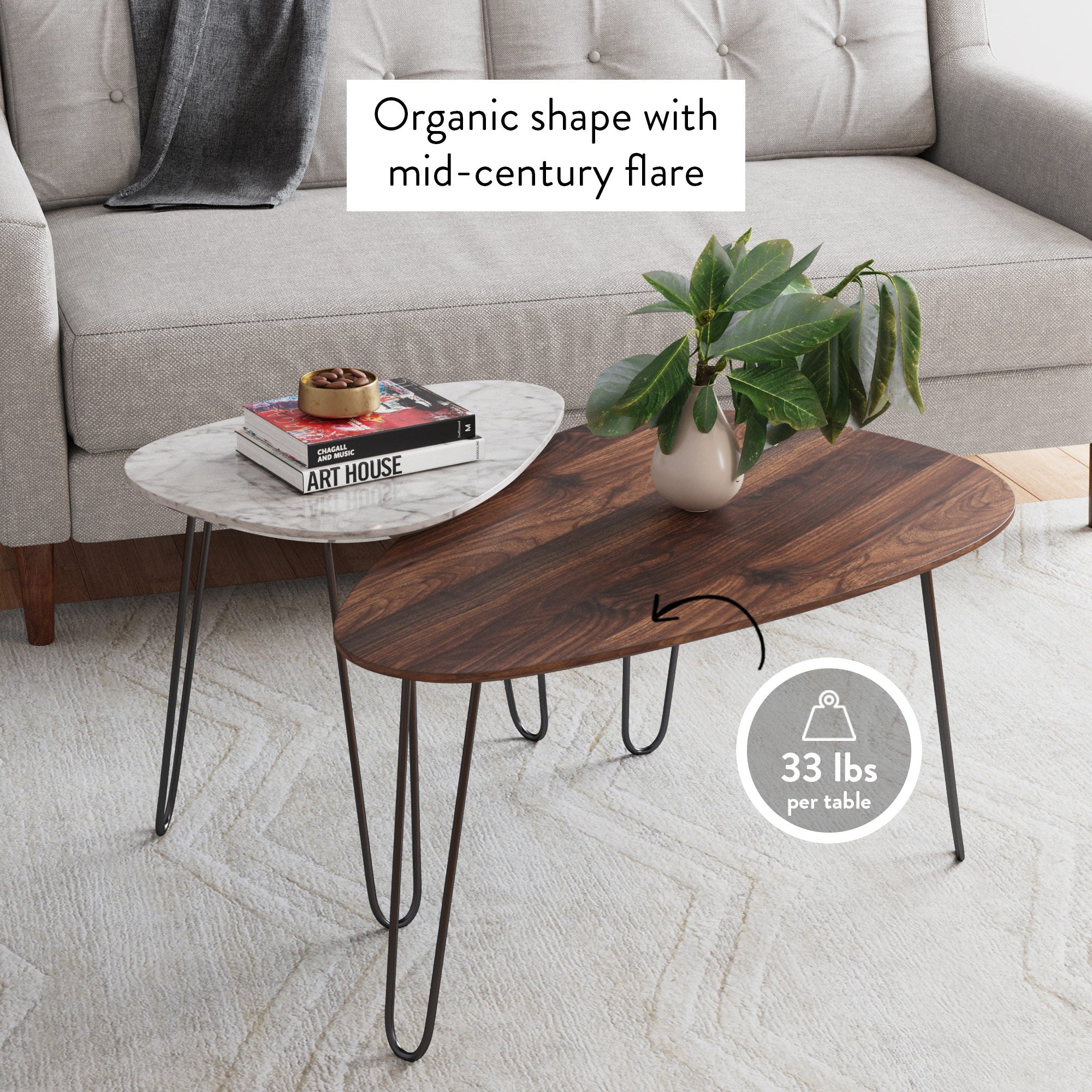 Nesting marble cheap coffee table set