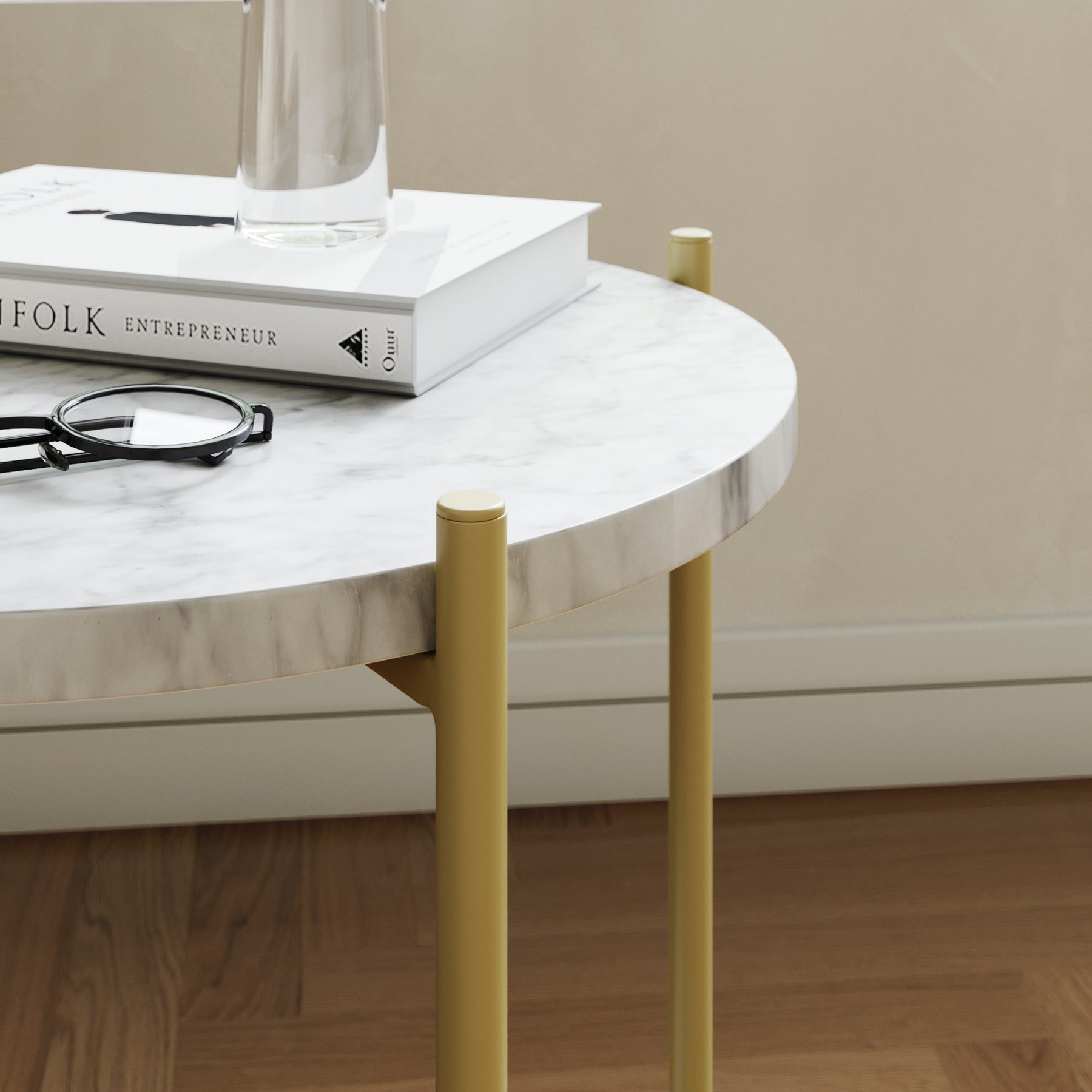 Alexis Round Side End Table Faux Marble Metal Frame Nathan James