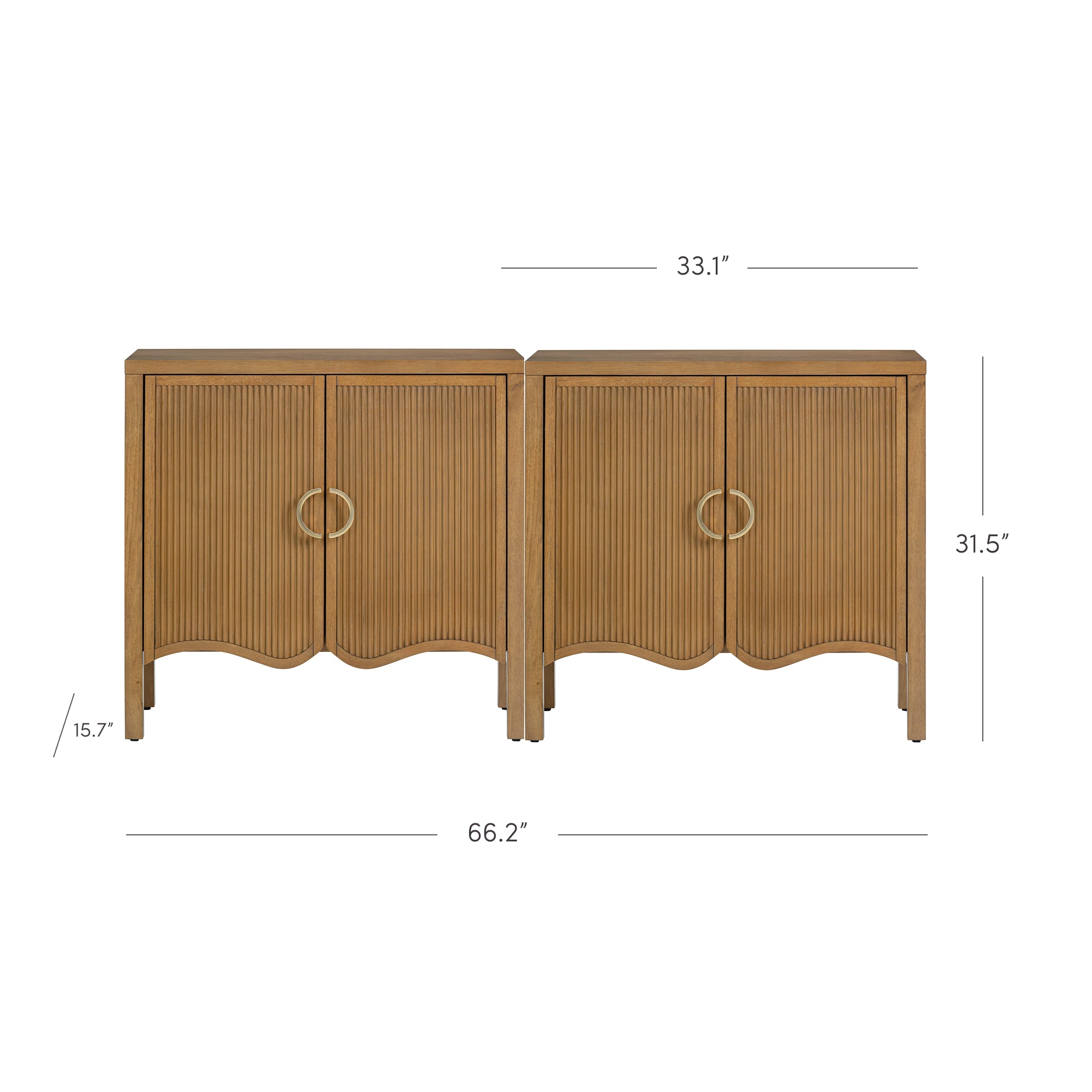 Scott Credenza Wood Light Brown Set of 2 Fluted | Nathan James