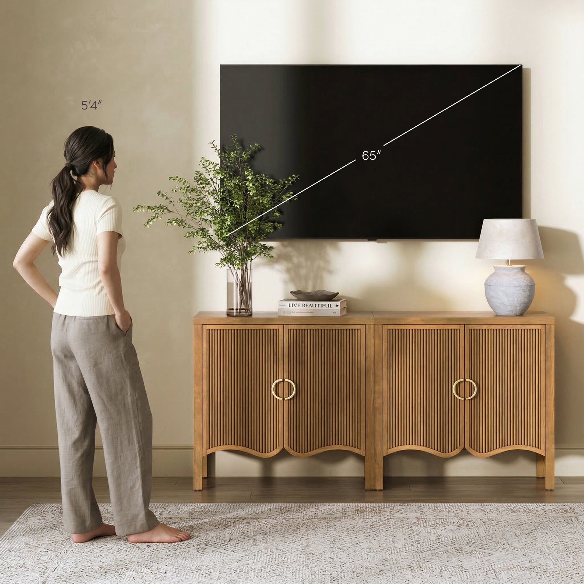 Scott Credenza Wood Light Brown Set of 2 Fluted | Nathan James