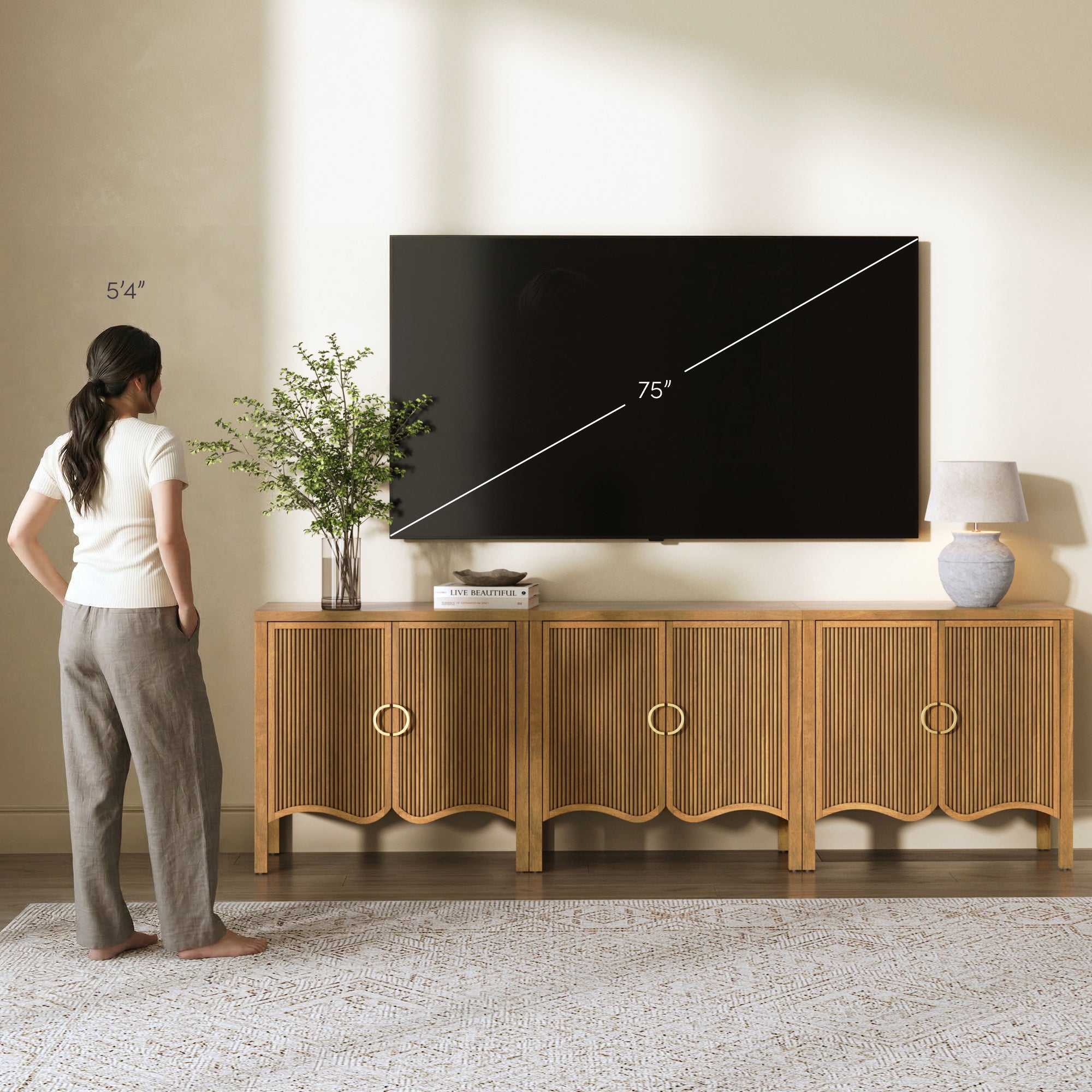 Nathan James Fluted Cabinet Credenza - Thumbnail 5
