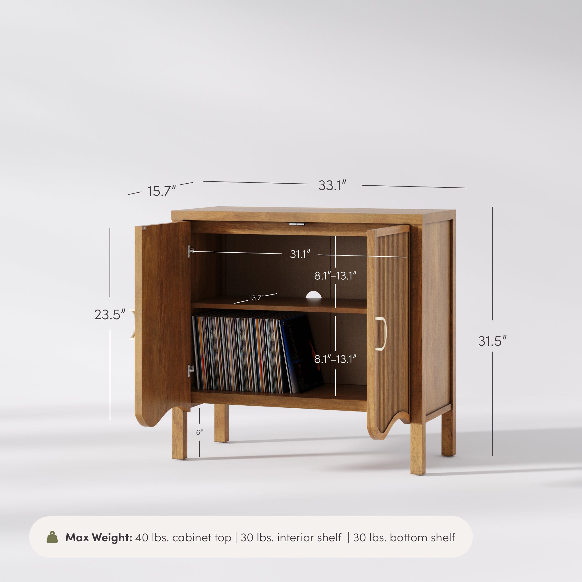 Scott Storage Cabinet Wood Fluted Light Brown | Nathan James