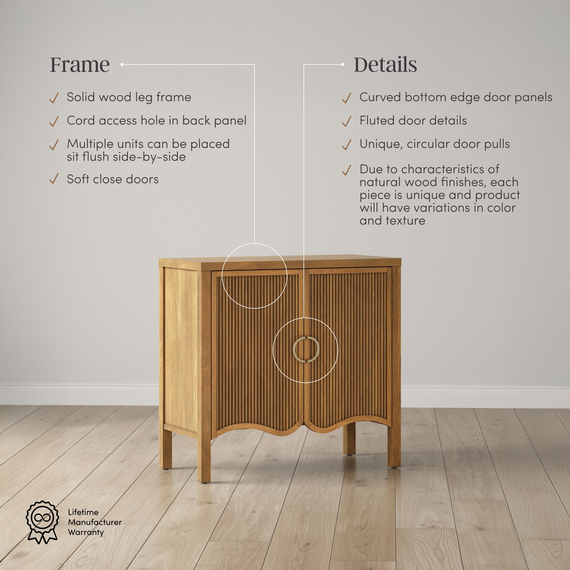 Scott Transitional Fluted Cabinet w/ Brass Handle | Nathan James