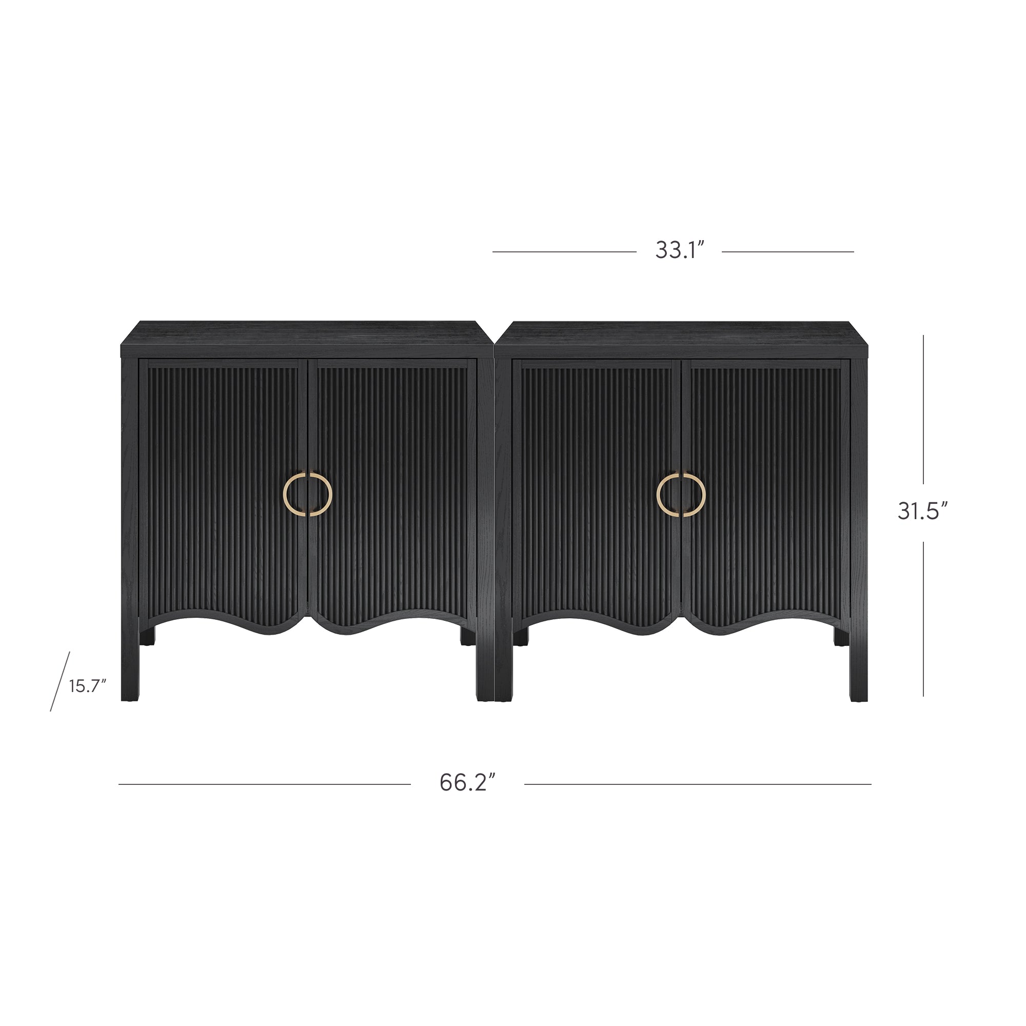 Scott Credenza Wood Black Oak Set of 2 Fluted | Nathan James