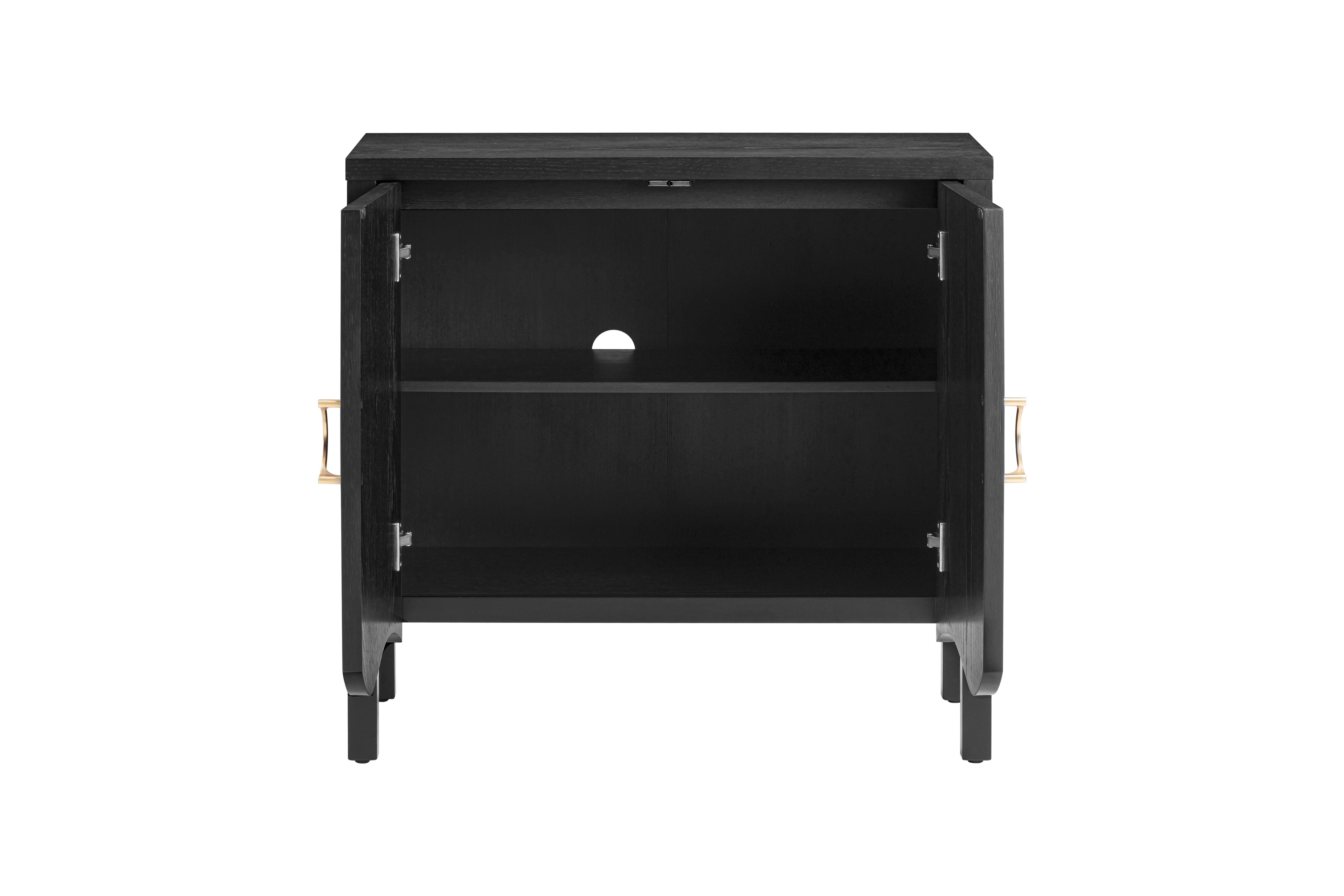 Wood Transitional Fluted Cabinet or TV Stand Black Oak (Set of 3) - Thumbnail 2