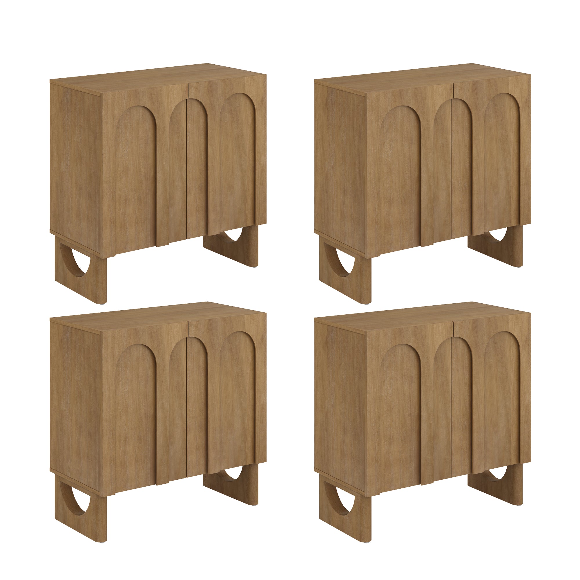 Wood Modular TV Console with Arched Doors - Thumbnail 5
