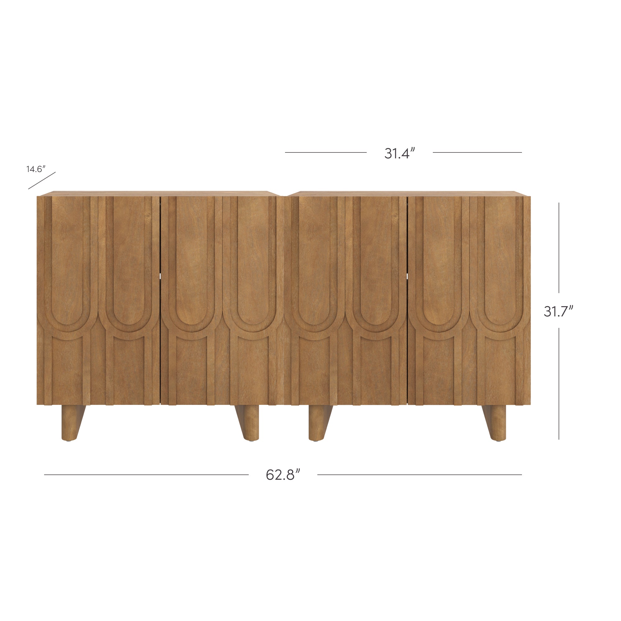 Kelly Credenza Light Brown Wood Set of 2 Mid-Century | Nathan James