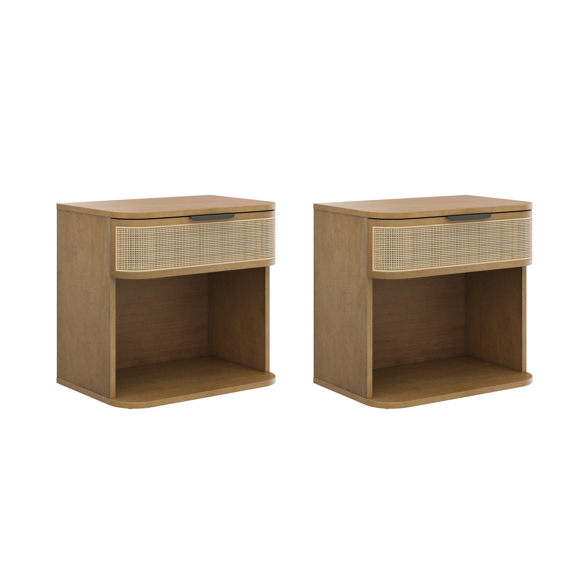Nathan James Curved Rattan Nightstand