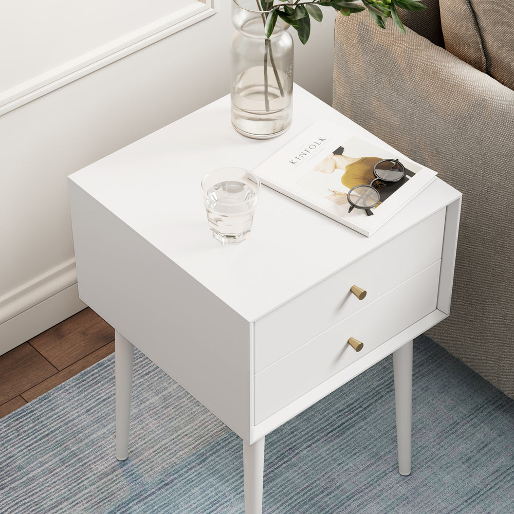 Harper MidCentury Wood Side Table with 2 Drawers Nathan James