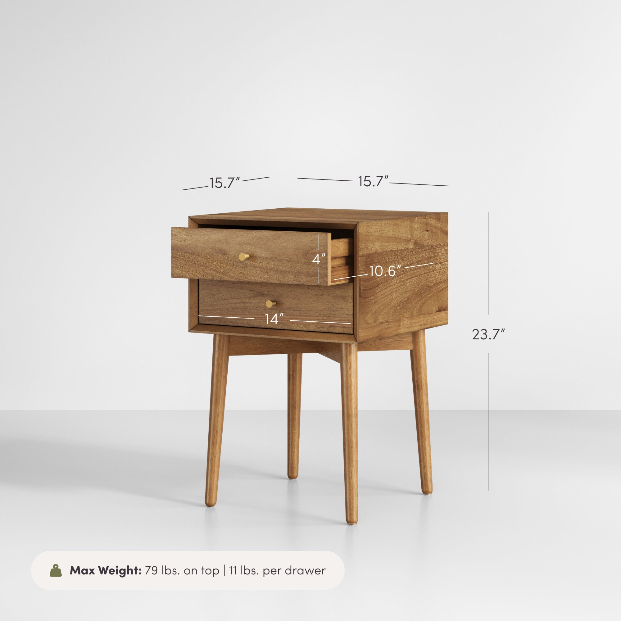 NASTOYS Mid-Century PIERCE (SMALL)1個 Harper Mid-Century Wood Nightstand Acacia | Nathan James